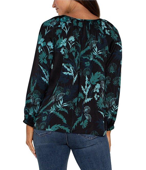 Liverpool Los Angeles Woven Shirred Long Sleeve Blouse Product Image