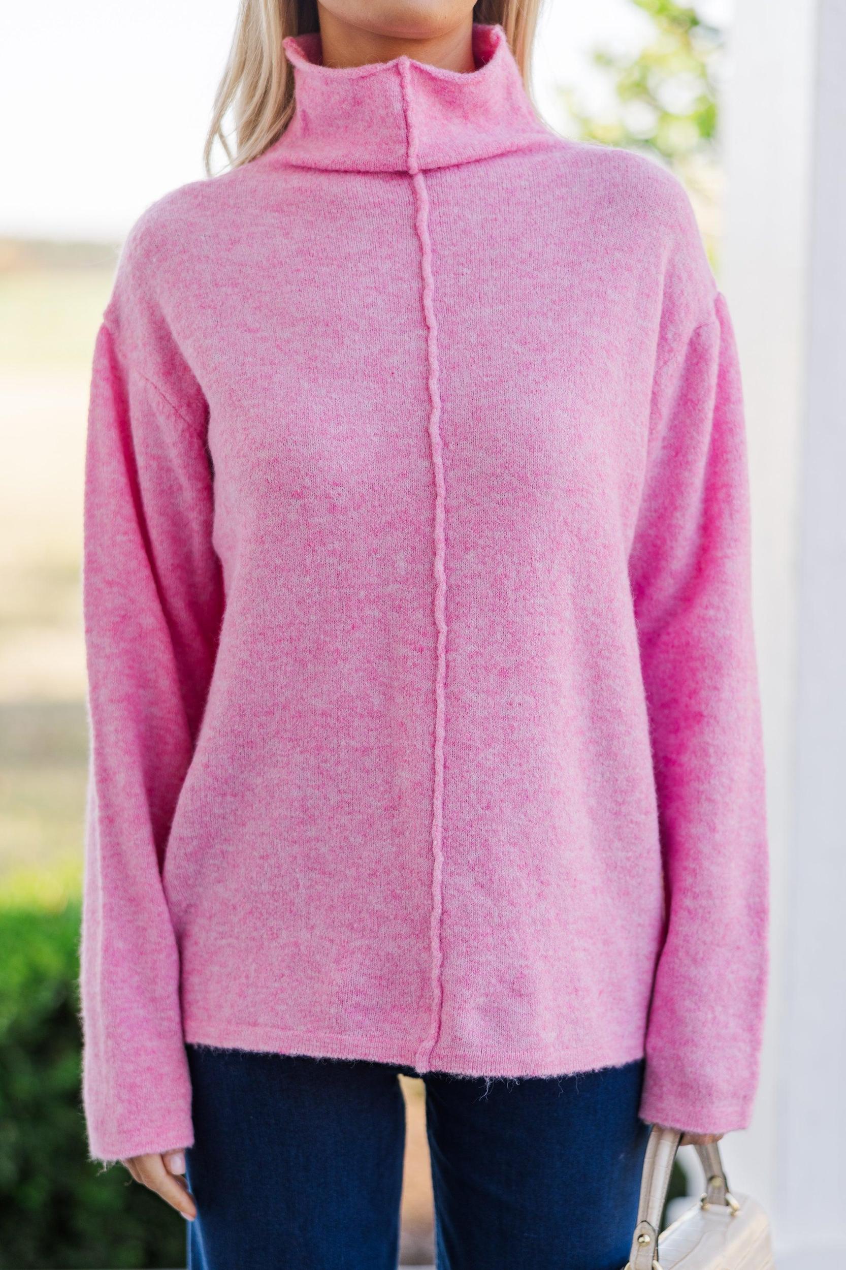 Hear It All Pink Mock Neck Sweater Female Product Image