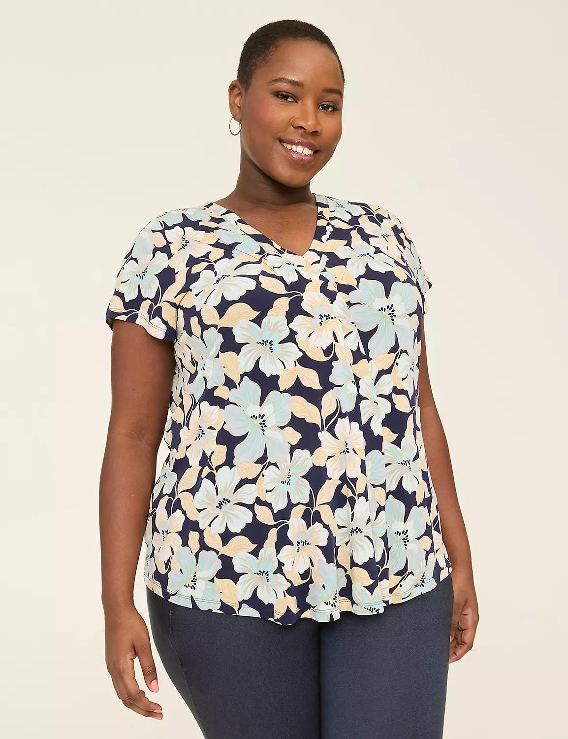 Cap-Sleeve Pleat-Front Top Product Image