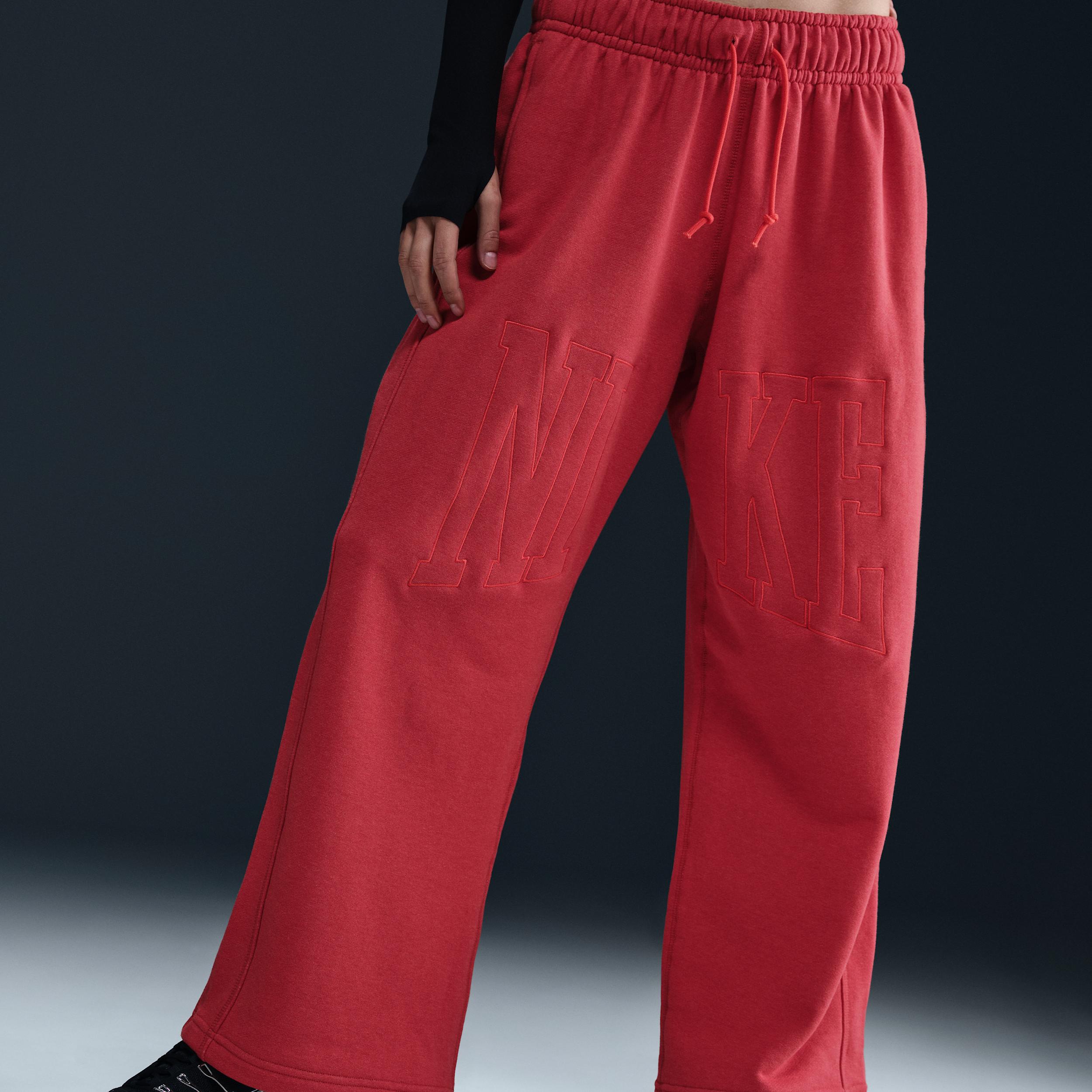 Womens Nike Sportswear Mid-Rise Oversized Open-Hem French Terry Pants | HQ5883-010 Product Image