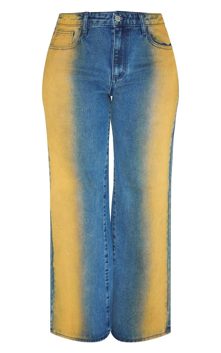 Shape Dark Blue Denim Washed Wide Leg Jeans Product Image