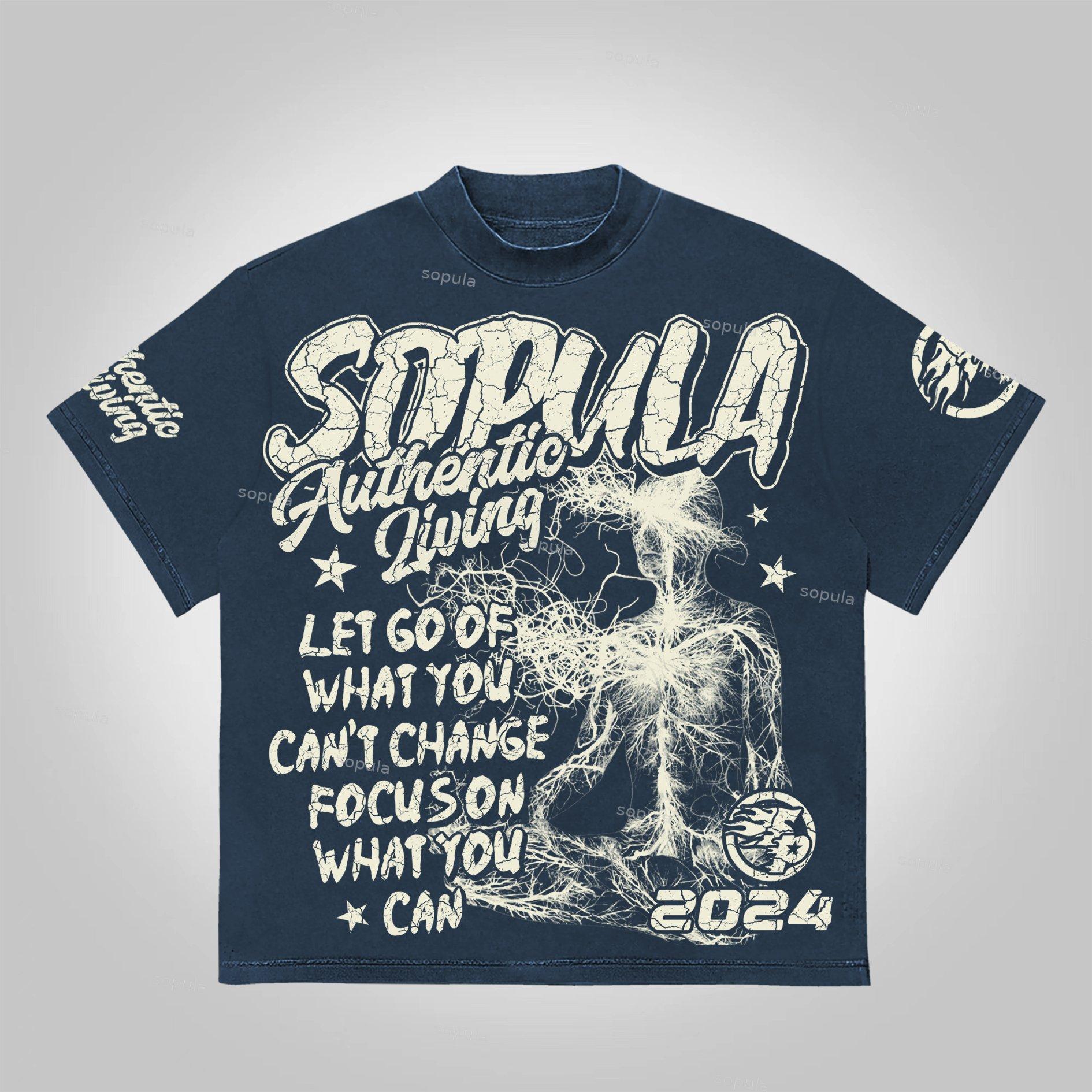 Sopula Studio Real Wise Vintage Print Pattern Cotton T-Shirt Product Image
