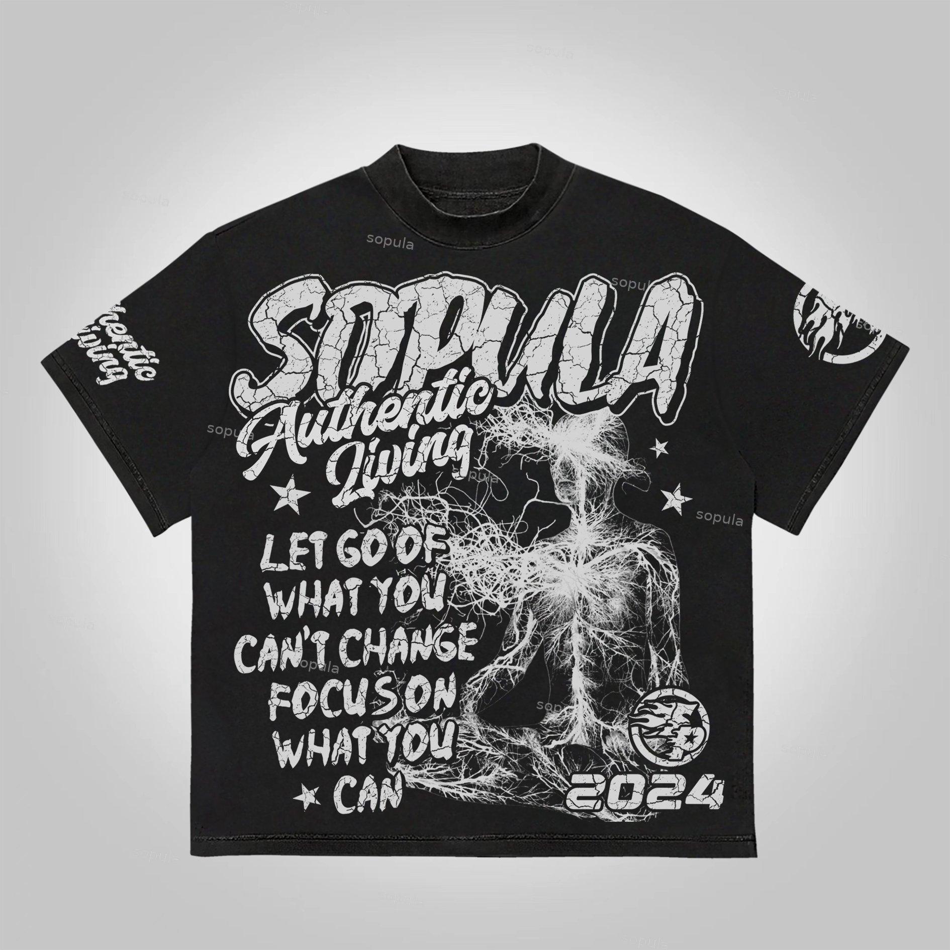 Sopula Studio Real Wise Vintage Print Pattern Cotton T-Shirt Product Image