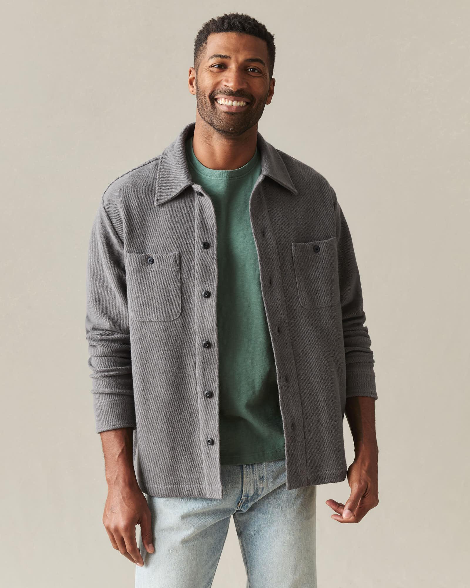 Men's French Terry Twill Shacket - Thunderstorm Product Image