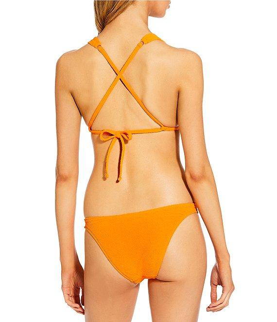 GB Solid Scrunchie Textured Tanga High Leg Hipster Swim Bottom Product Image
