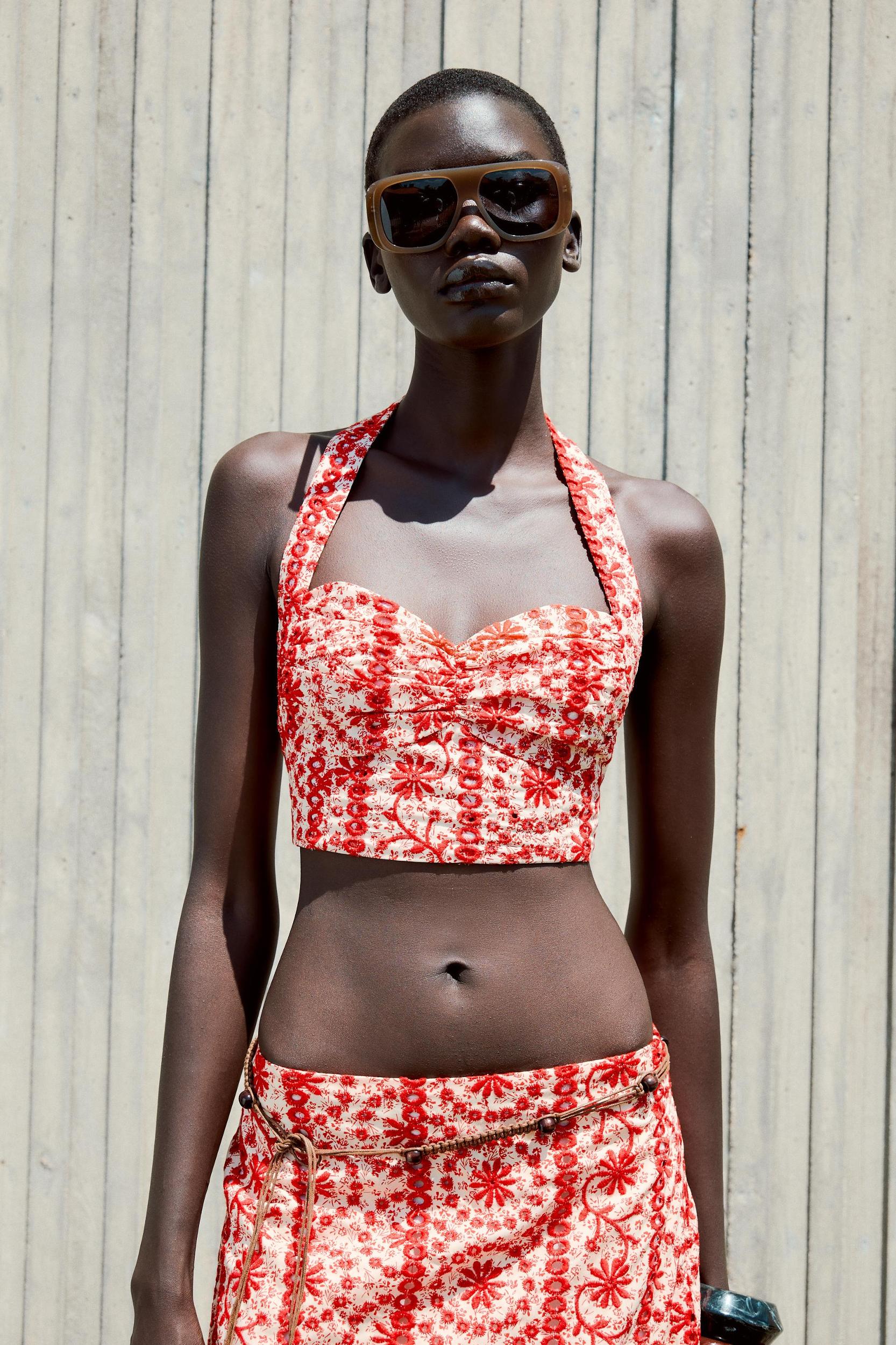 EMBROIDERED EYELET CROP TOP Product Image