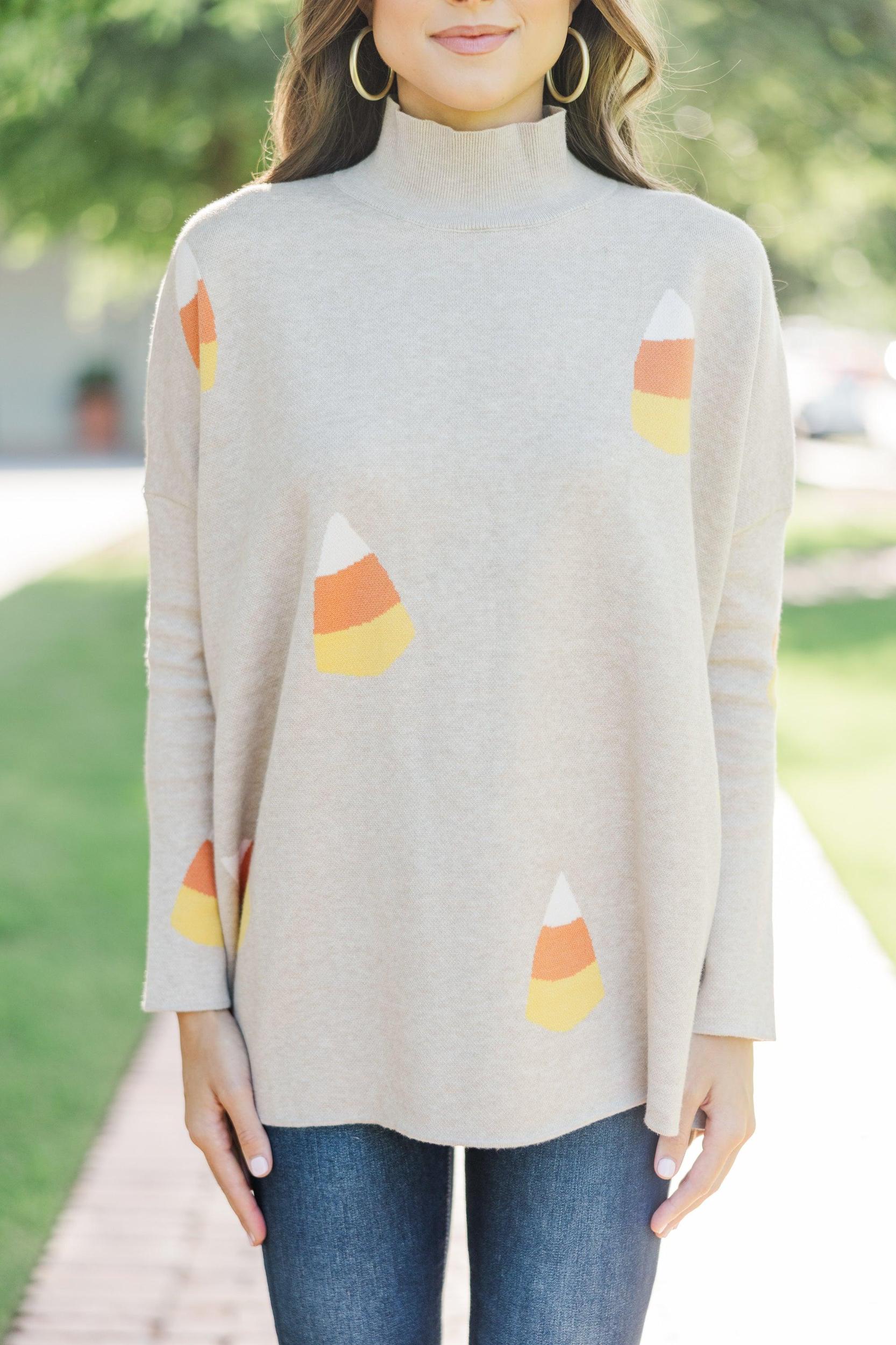 Quick Decisions Oatmeal Candy Corn Sweater Female Product Image