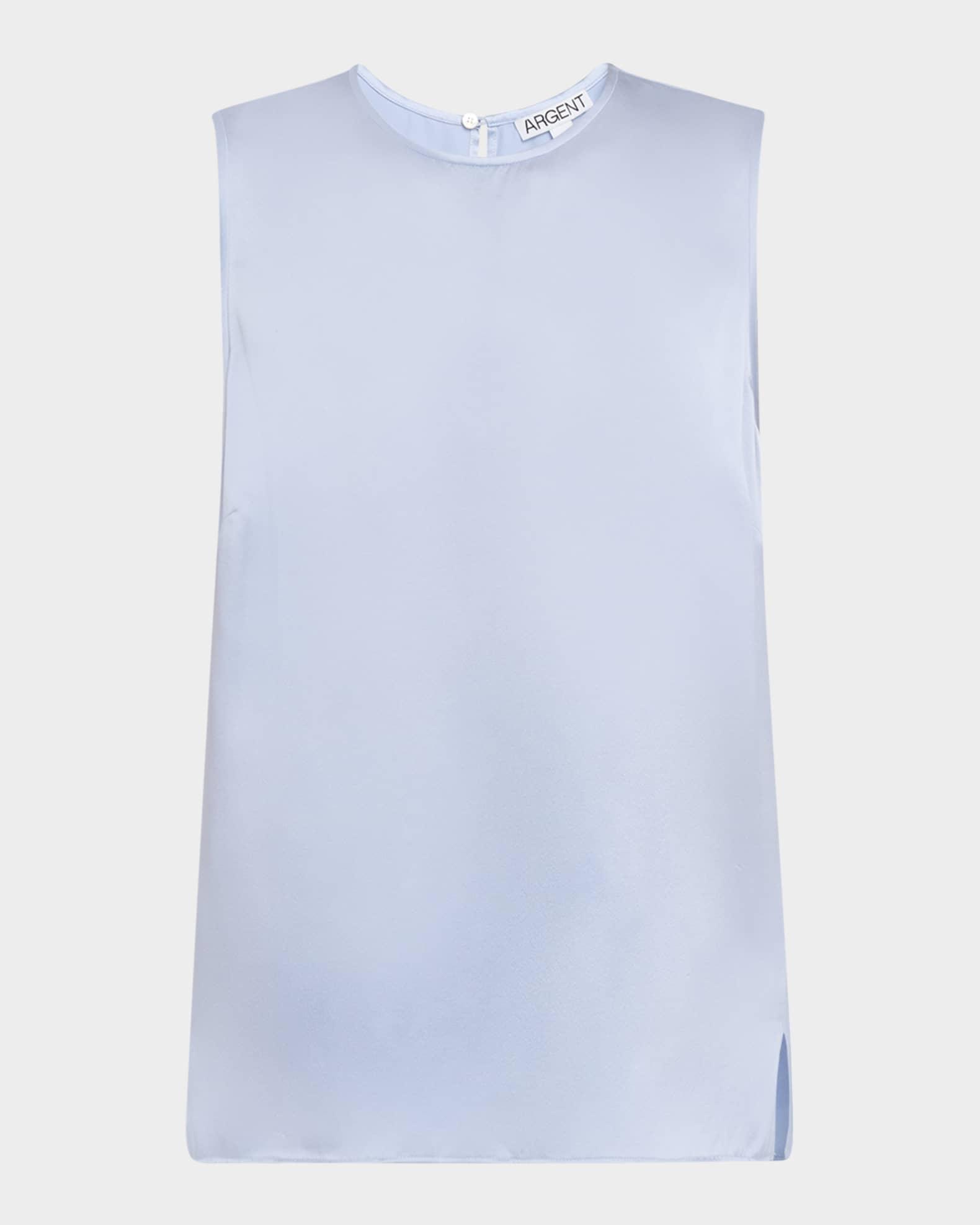 Crewneck Shiny Silk Charmeuse Tank Product Image