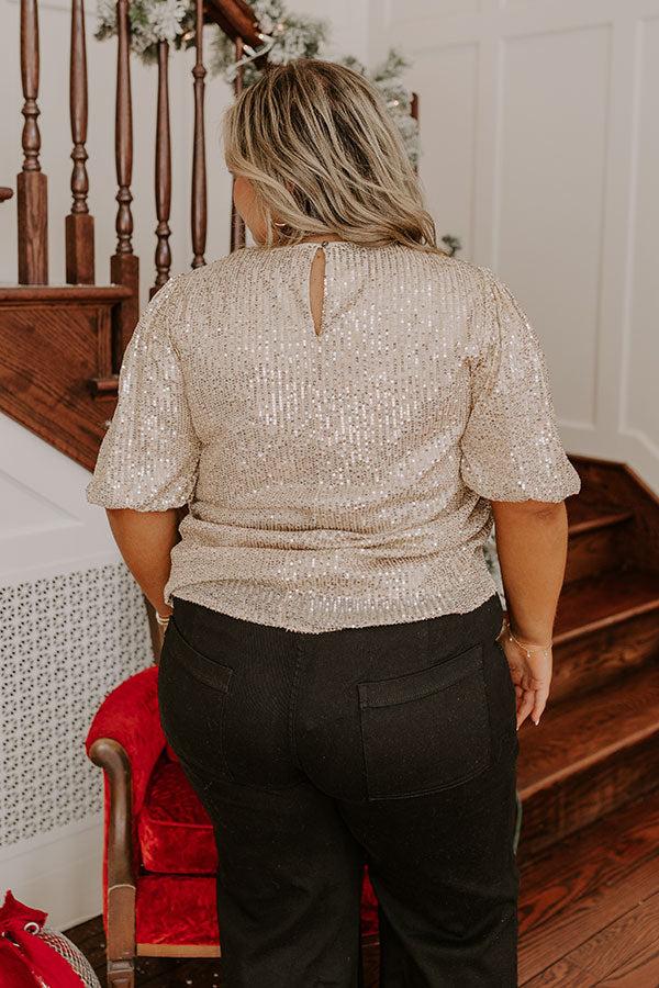 Champagne Sippin' Sequin Top Curves Product Image
