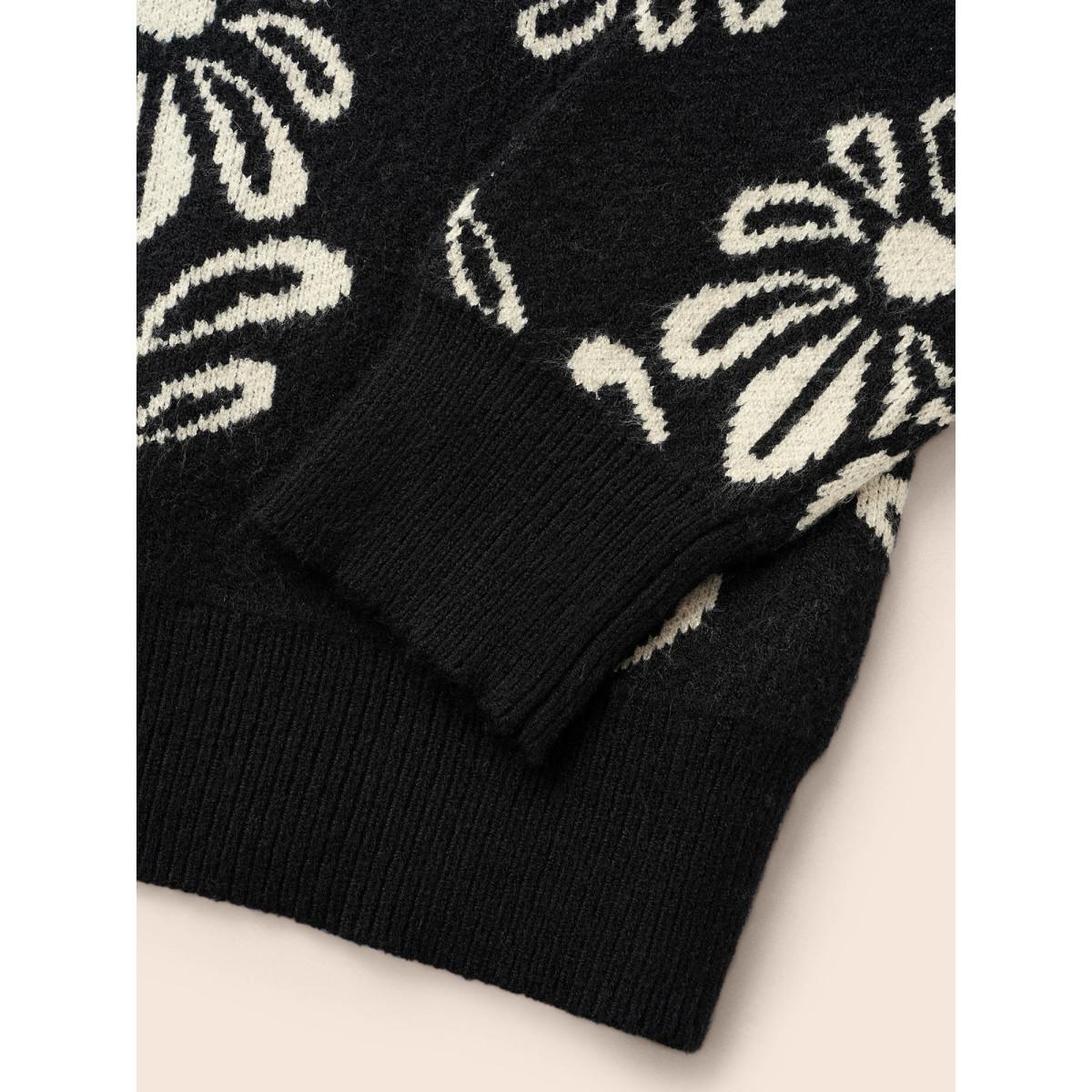 Plus Size Supersoft Essentials Floral Crew Neck Pullover Black Women Casual Long Sleeve Round Neck Everyday Pullovers BloomChic 14-16/1X Product Image