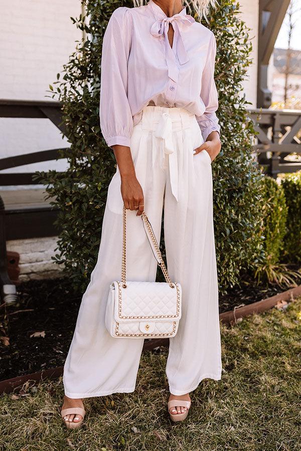 Hazelle High Waist Trousers In White Product Image
