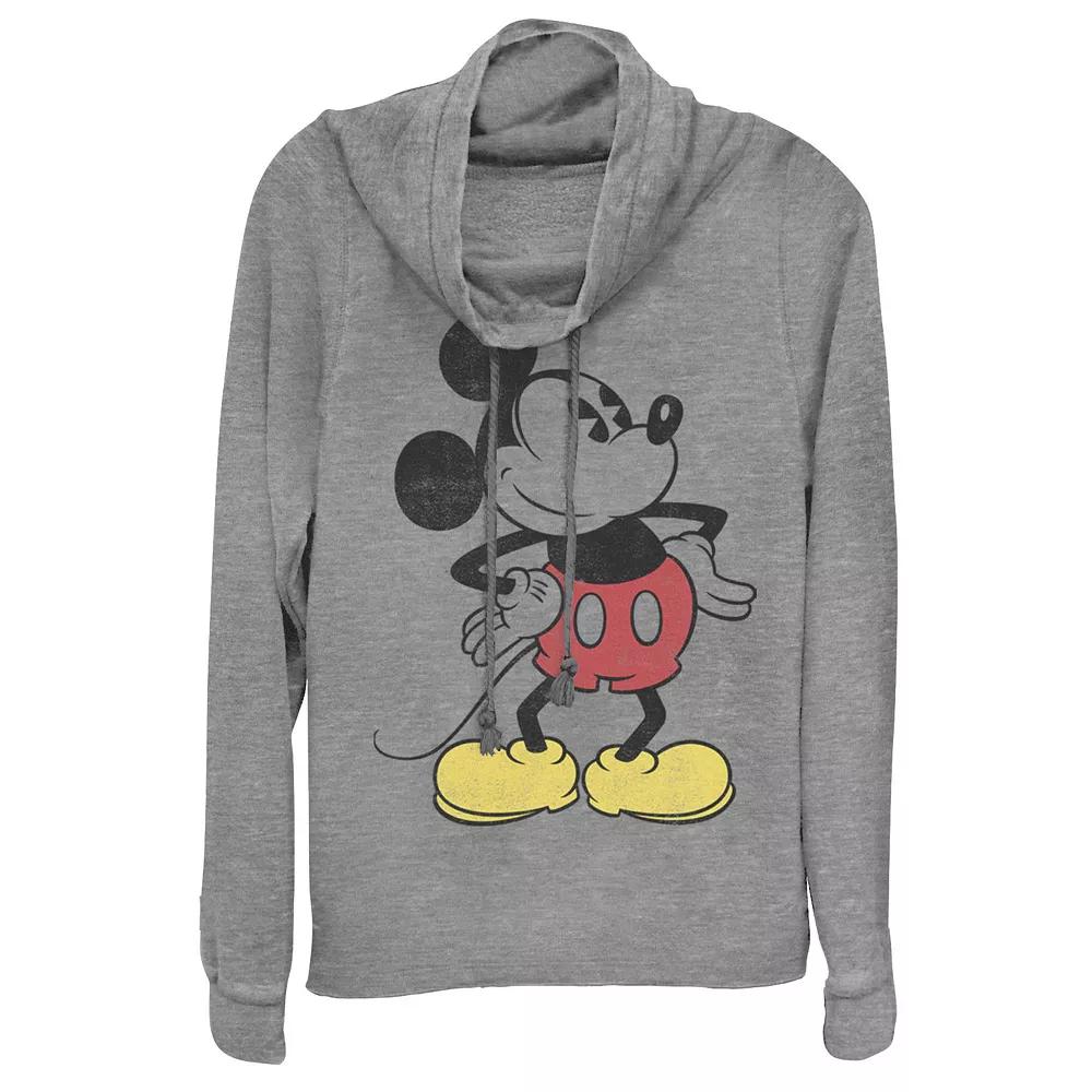 Disney's Mickey Mouse Juniors' Pose Cowlneck Graphic Lightweight Long Sleeve, Girl's,  Product Image