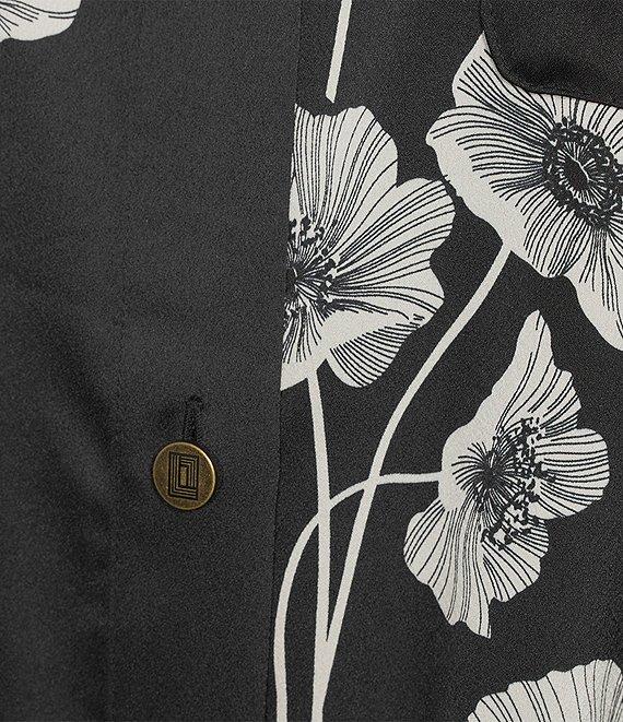 KARL LAGERFELD PARIS Coordinating Satin Crepe Floral Print Point Collar Short Sleeve Shirt Product Image