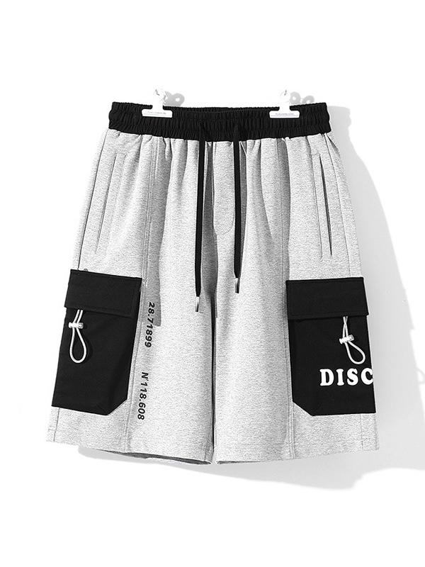 Men's Contrast Color Large Pocket Casual Shorts Product Image