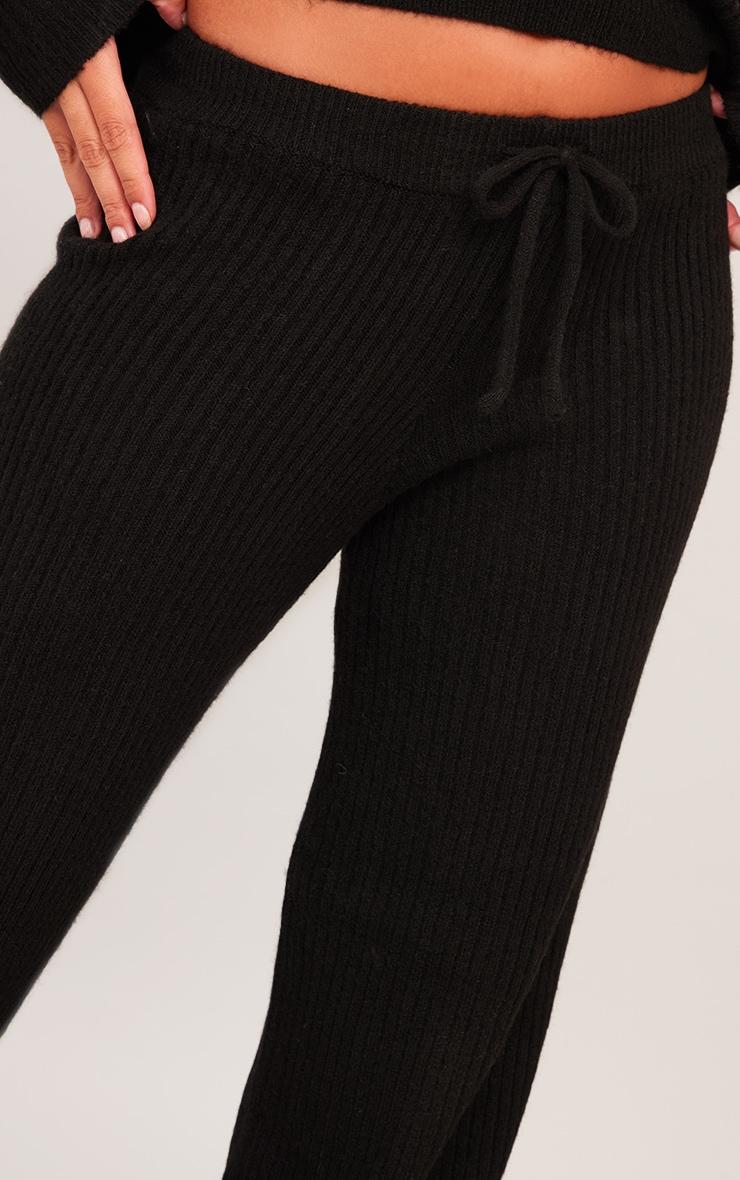 Petite Black Knit Wide Leg Pants Product Image