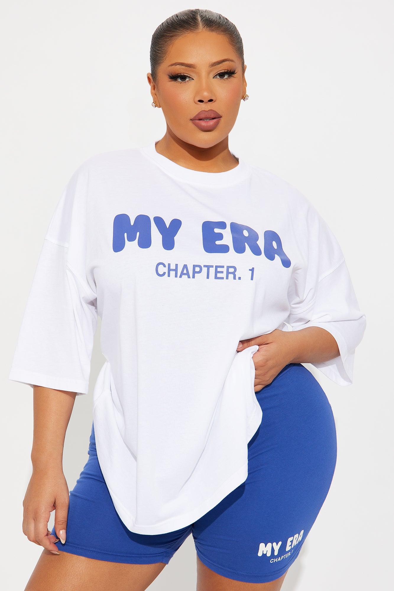 My Era Biker Short Set - White/Blue Product Image