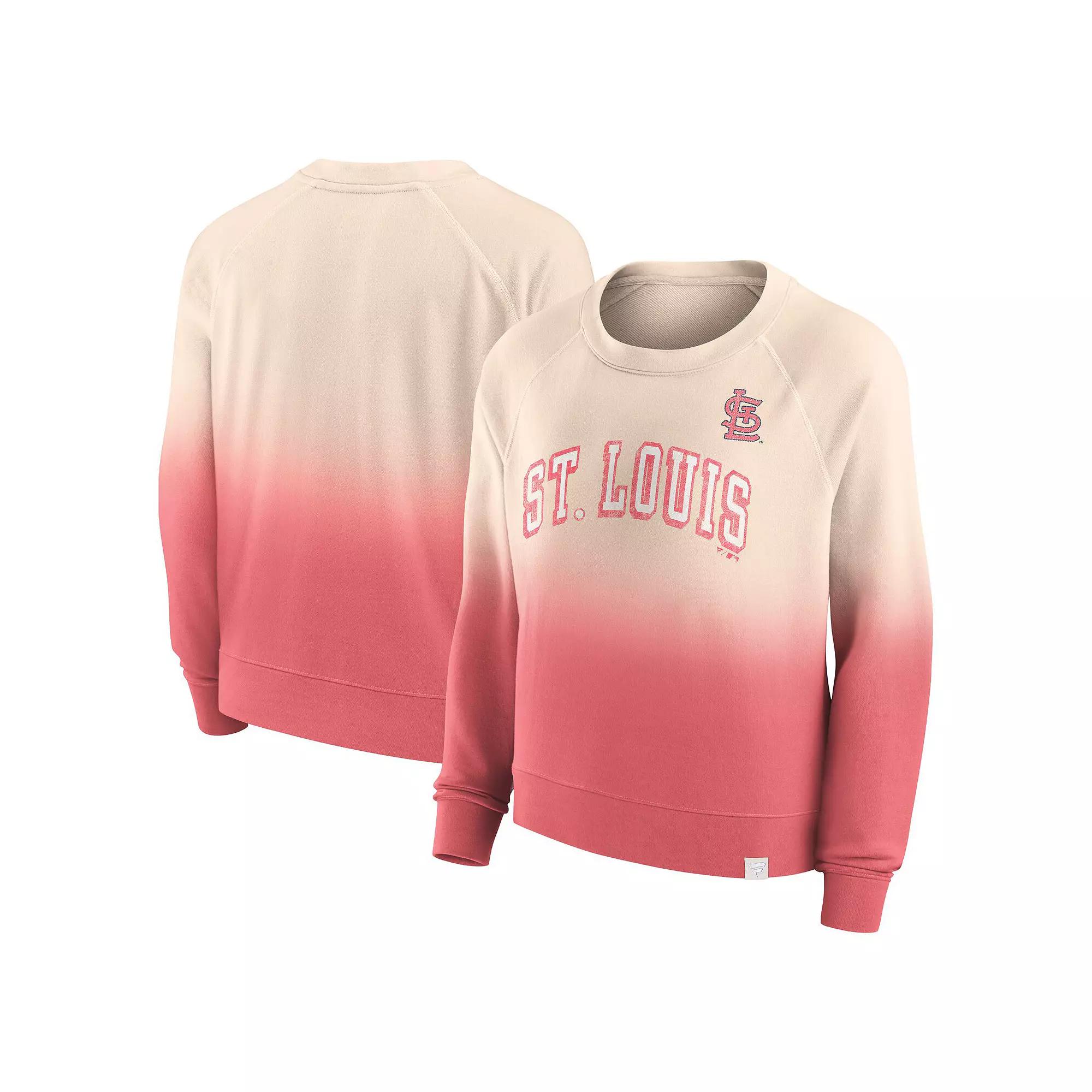 Women's Fanatics Branded Tan/Red St. Louis Cardinals Luxe Lounge Arch Raglan Pullover Sweatshirt,  Product Image