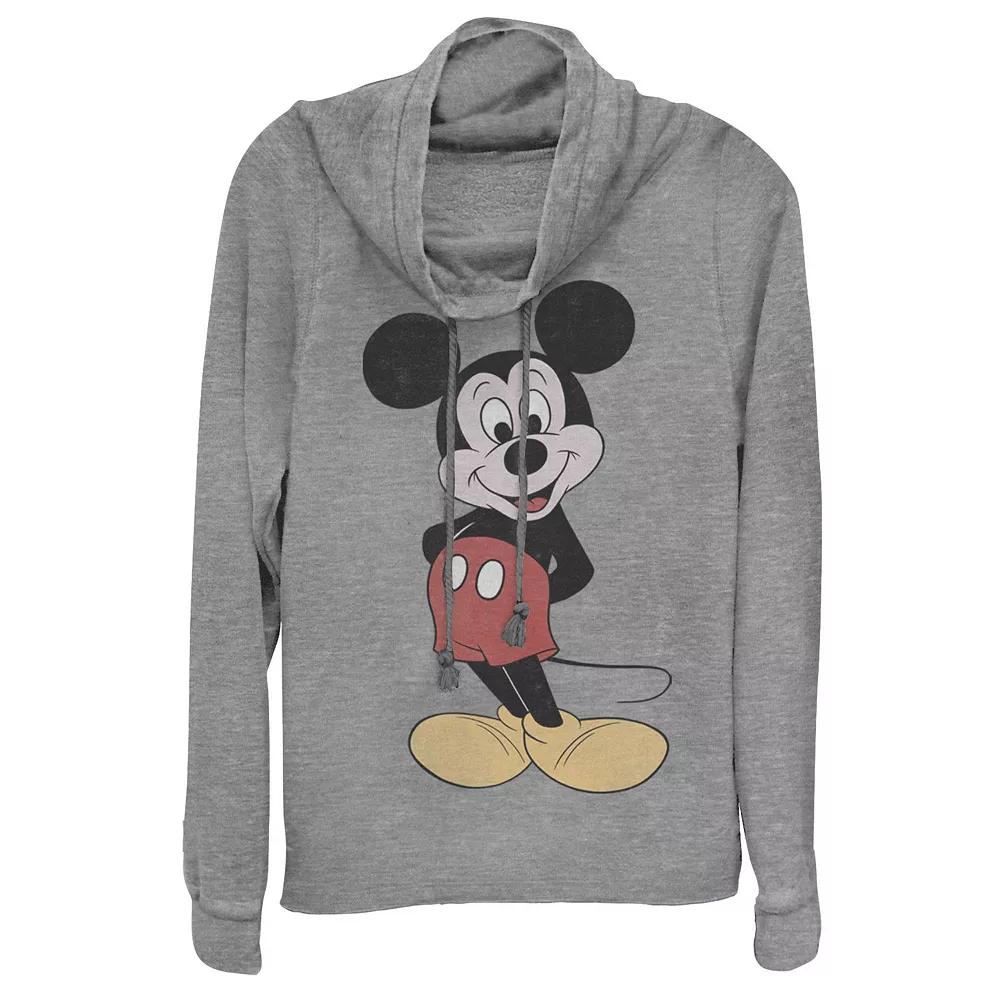 Disney's Mickey Mouse Juniors' Vintage Mickey Cowlneck Graphic Lightweight Long Sleeve, Girl's,  Product Image