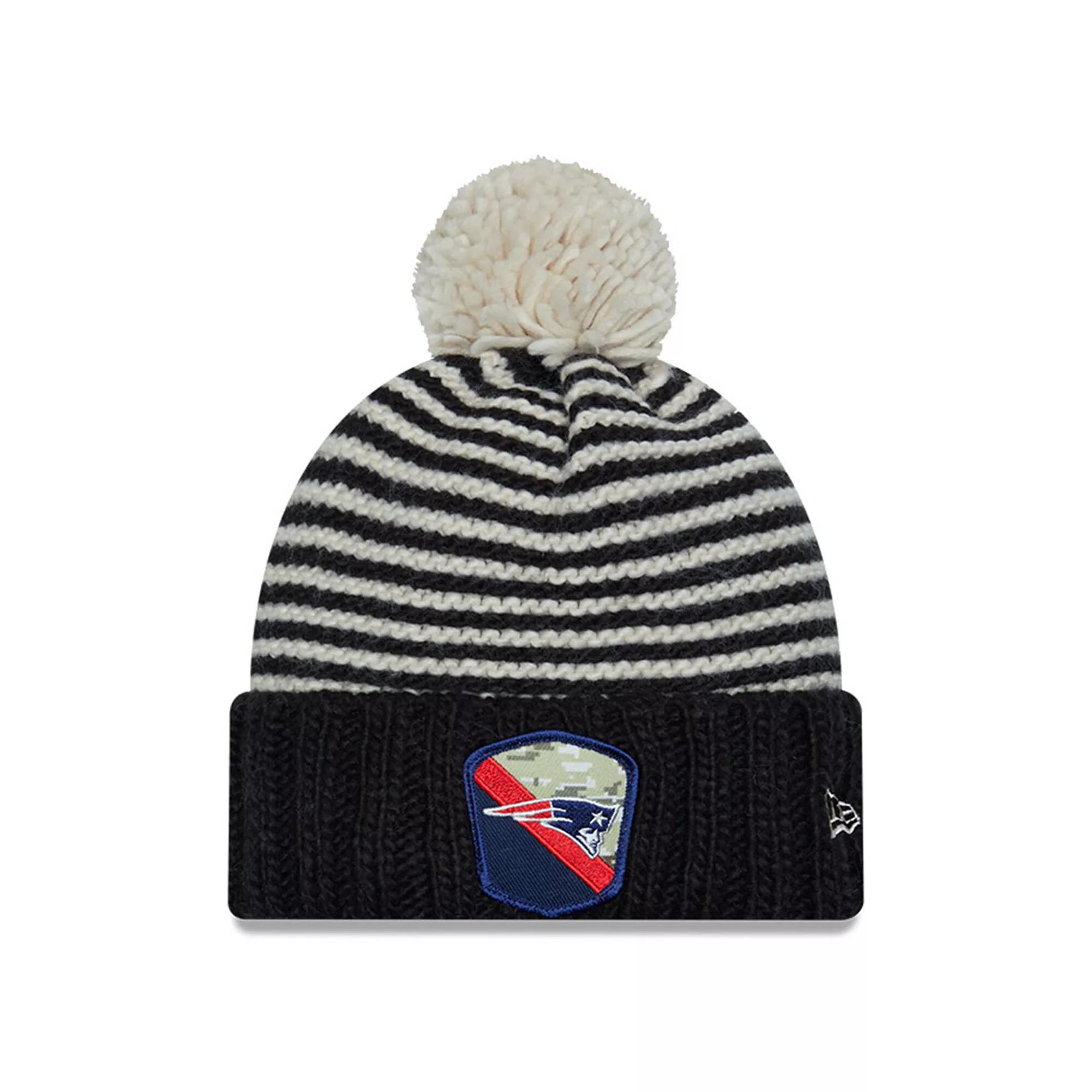 Women's New Era  Black New England Patriots 2023 Salute To Service Cuffed Pom Knit Hat Product Image