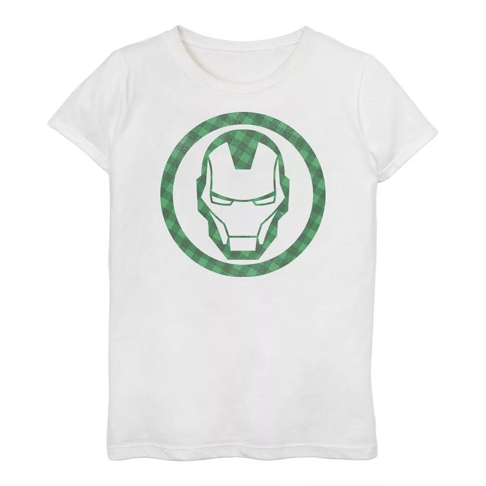 Girls 3-16 Marvel St. Patrick's Day Iron Man Plaid Logo Tee, Girl's,  Product Image