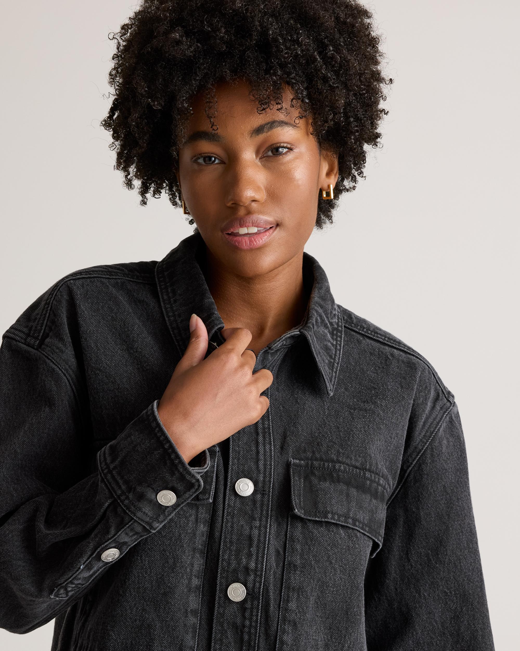 Quince | Women's Denim Cargo Shirt Jacket Organic Cotton Product Image