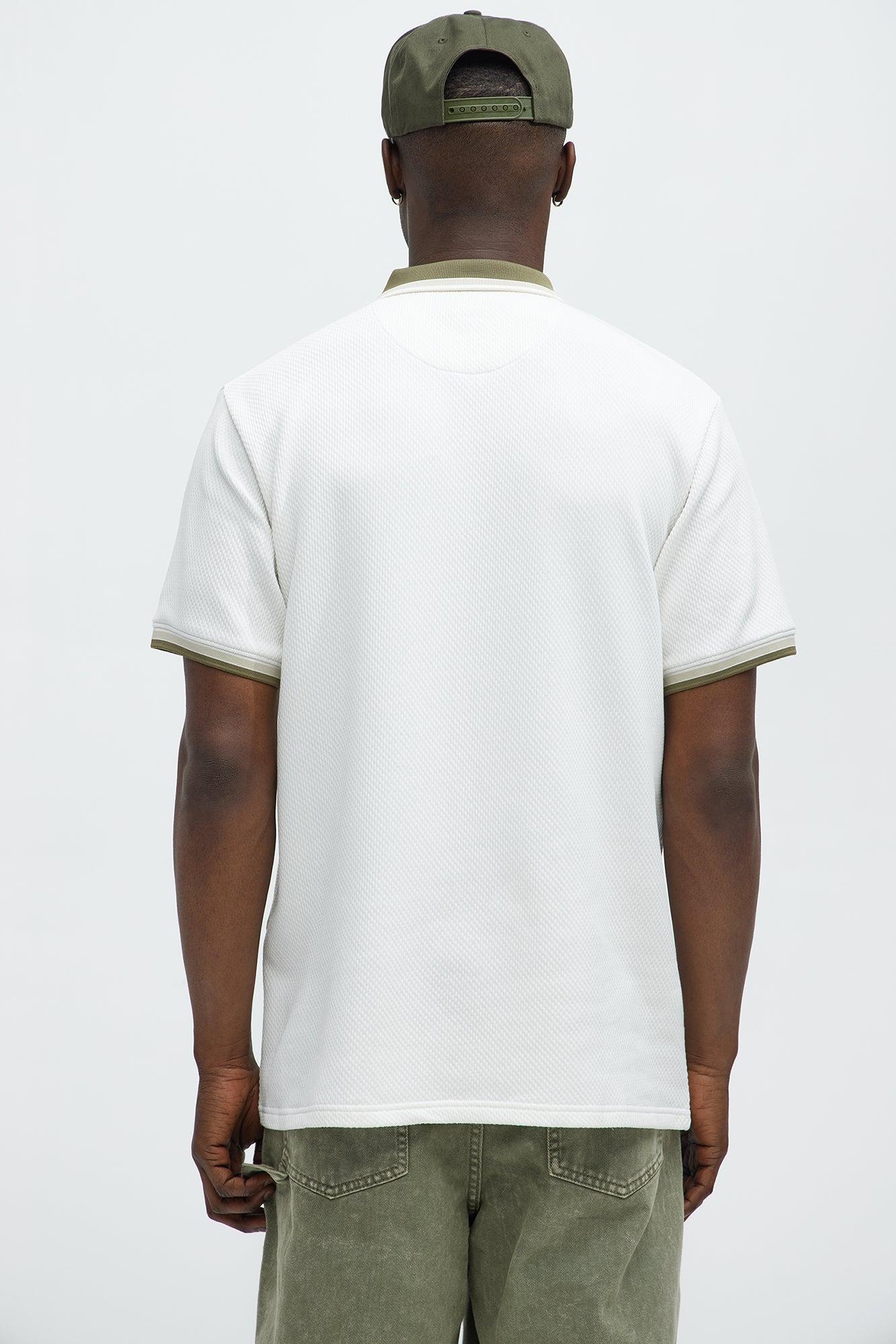 Striped Tipped Short Sleeve Textured Polo - White/combo Product Image