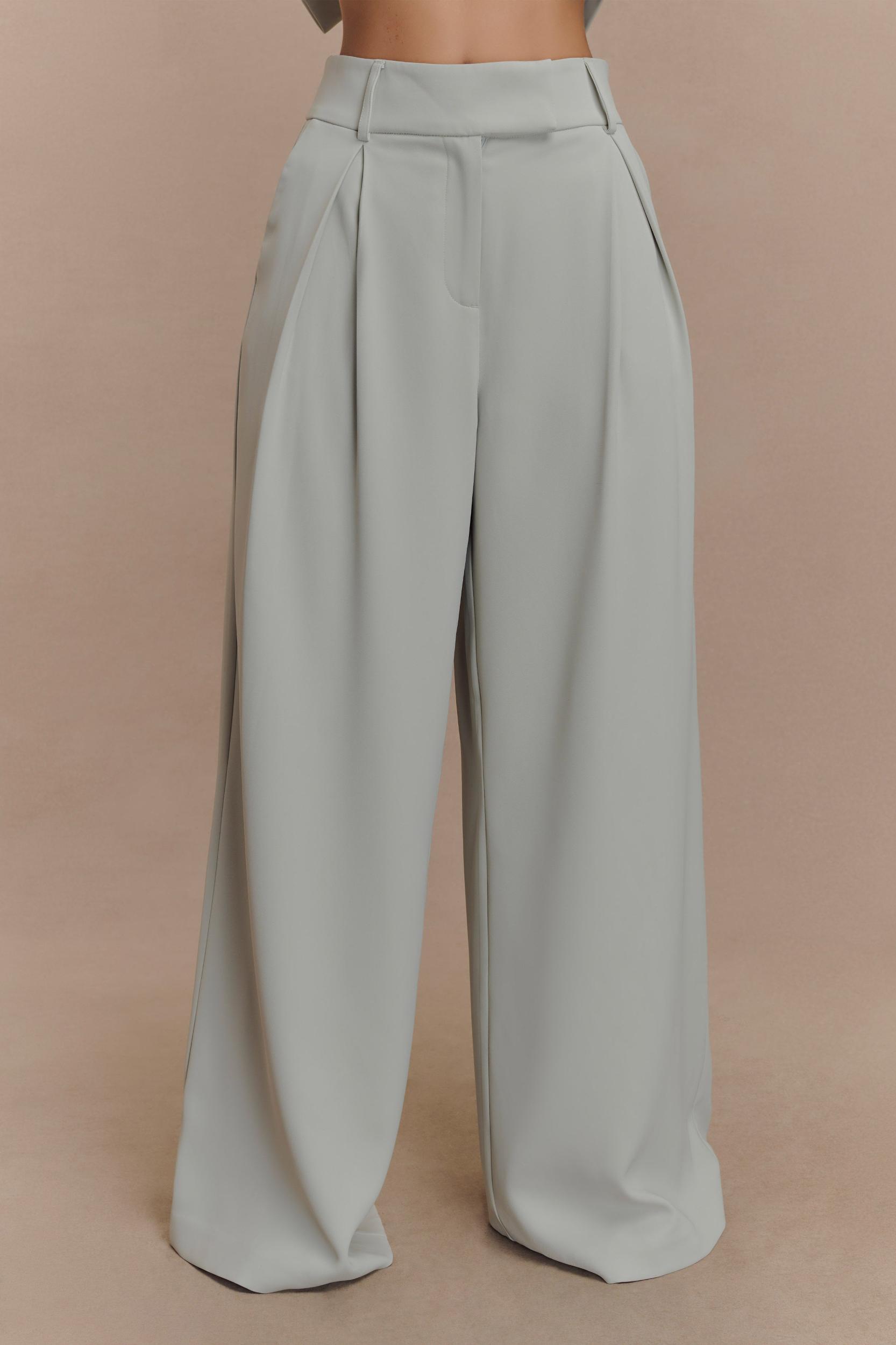 Jameson Pleated Wide Leg Pants - Light Sage Product Image