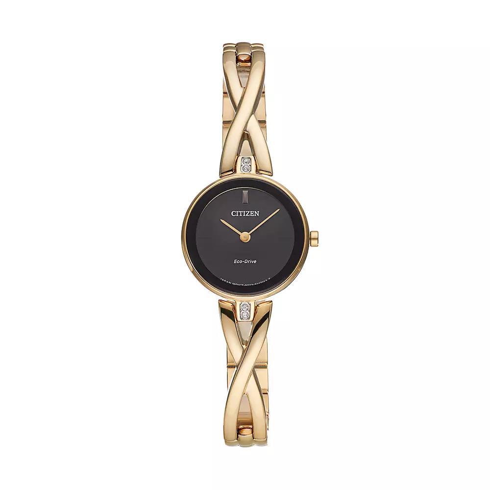 Citizen Eco-Drive Womens Silhouette Crystal Stainless Steel Half-Bangle Watch - EX1422-54E, Gold Tone Product Image