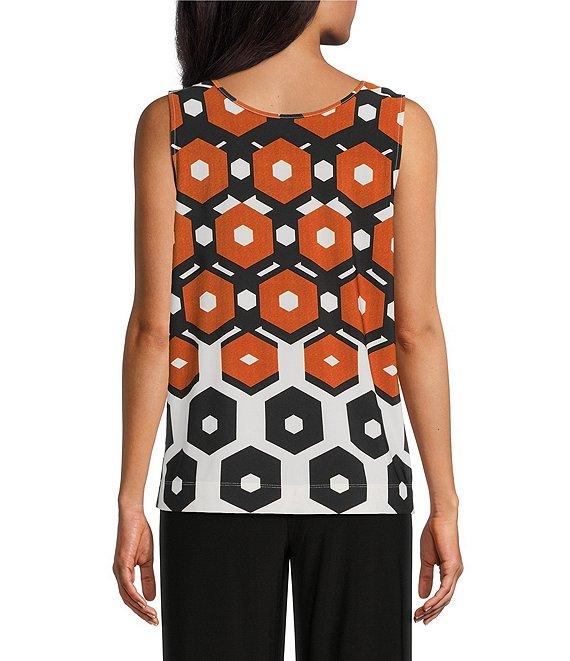 Investments Petite Size Soft Separates Light Honeycomb Border Reversible Scoop to Crew Neck Sleeveless Top Product Image
