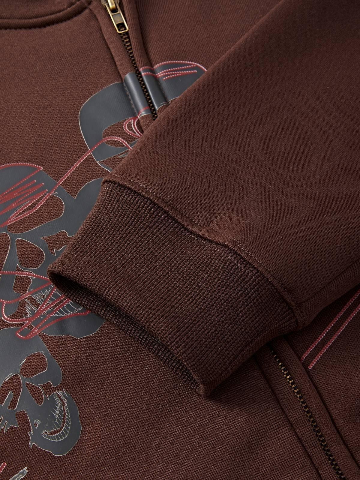 Vintage Skull Graphic Zip Up Hoodie Product Image