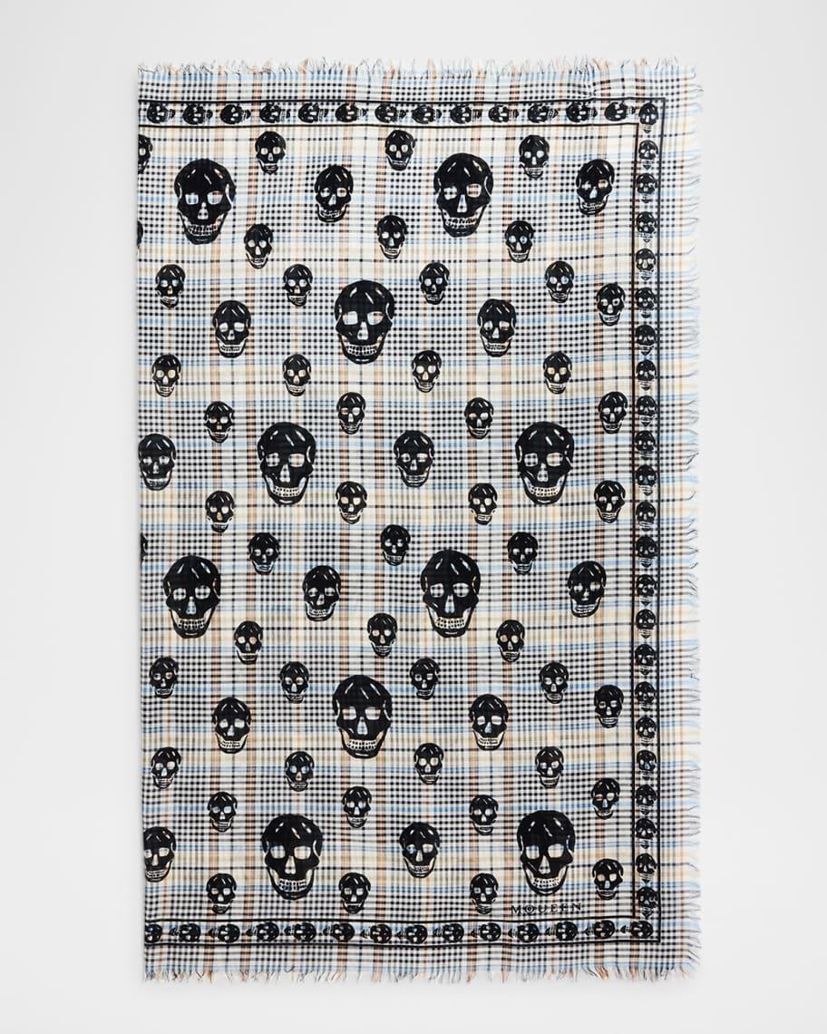 Mens Wool Skull and Summer Check Scarf Product Image