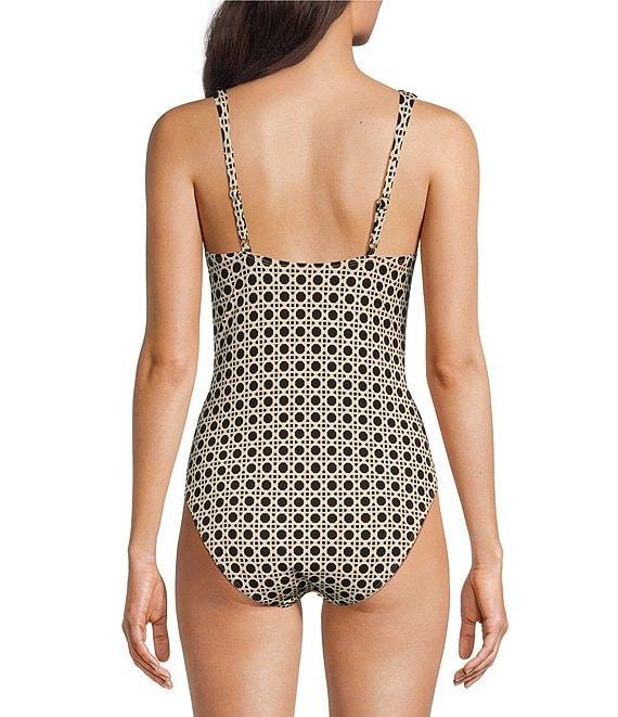 Alex Marie Signature Sculpt Geo Lattice V-Neck One Piece Swimsuit Product Image