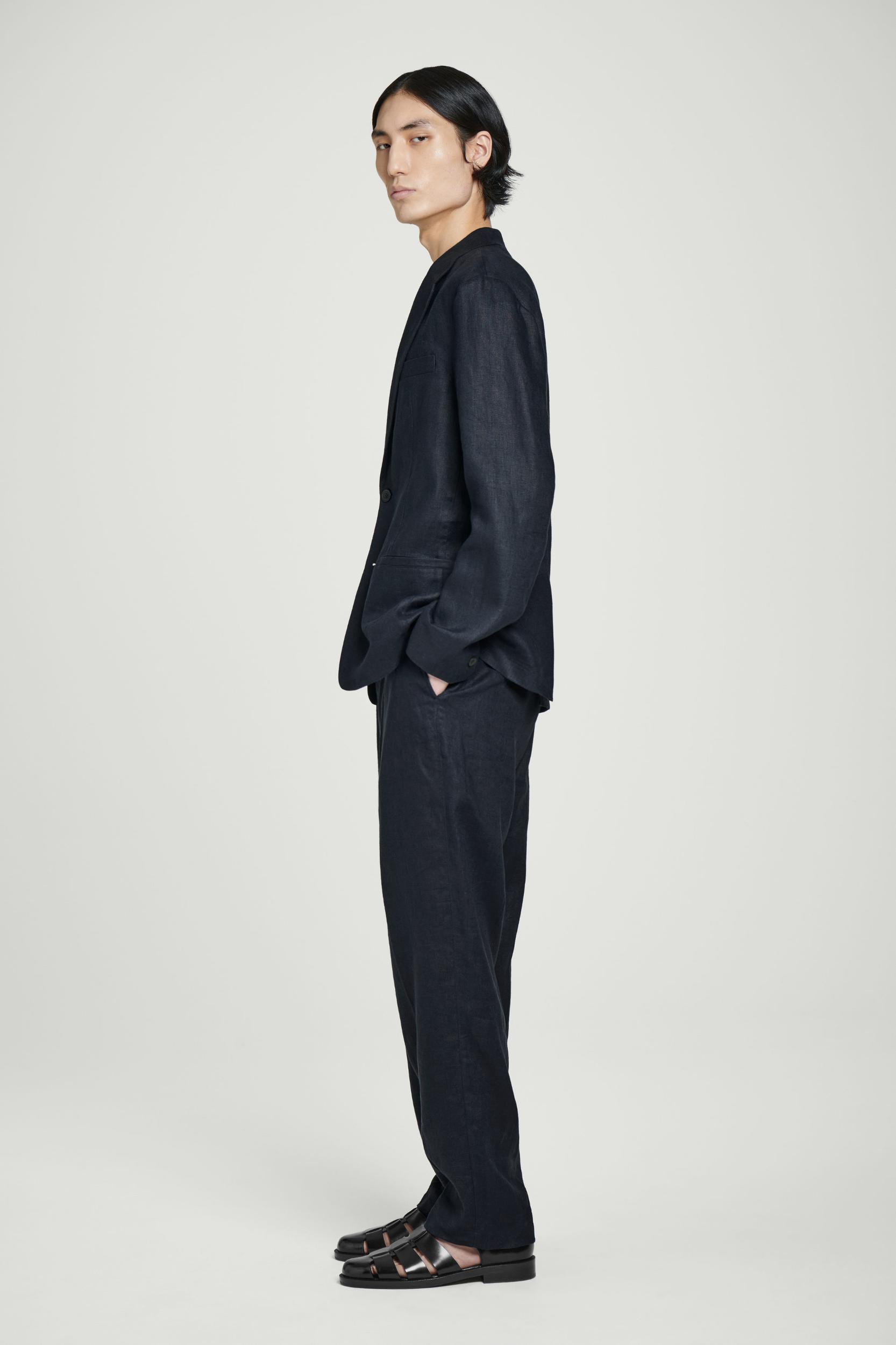 SINGLE-BREASTED LINEN BLAZER Product Image