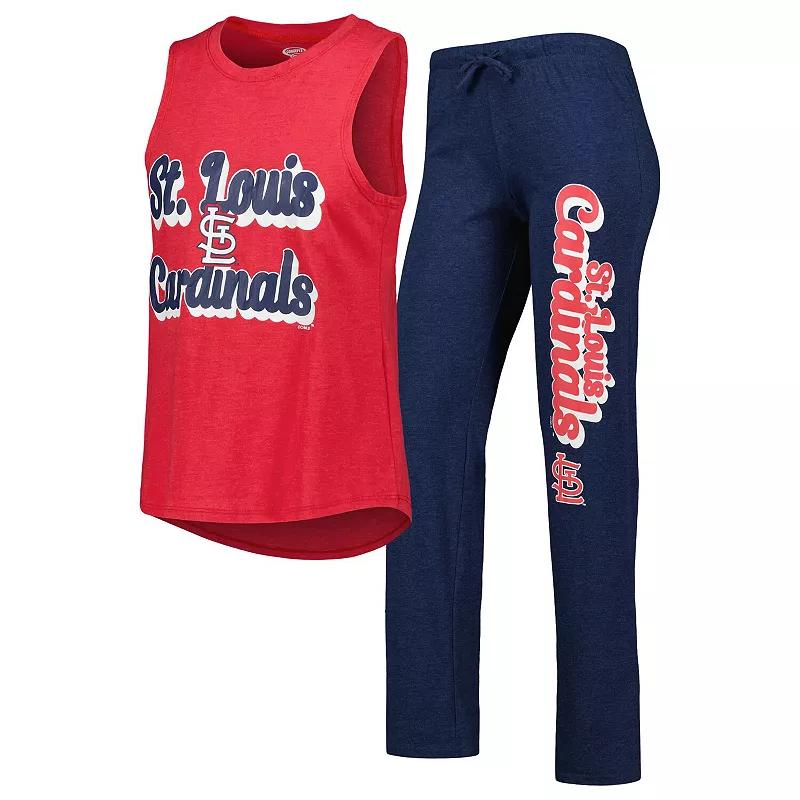 Women's Concepts Sport Navy/Red St. Louis Cardinals Wordmark Meter Muscle Tank Top & Pants Sleep Set,  Product Image