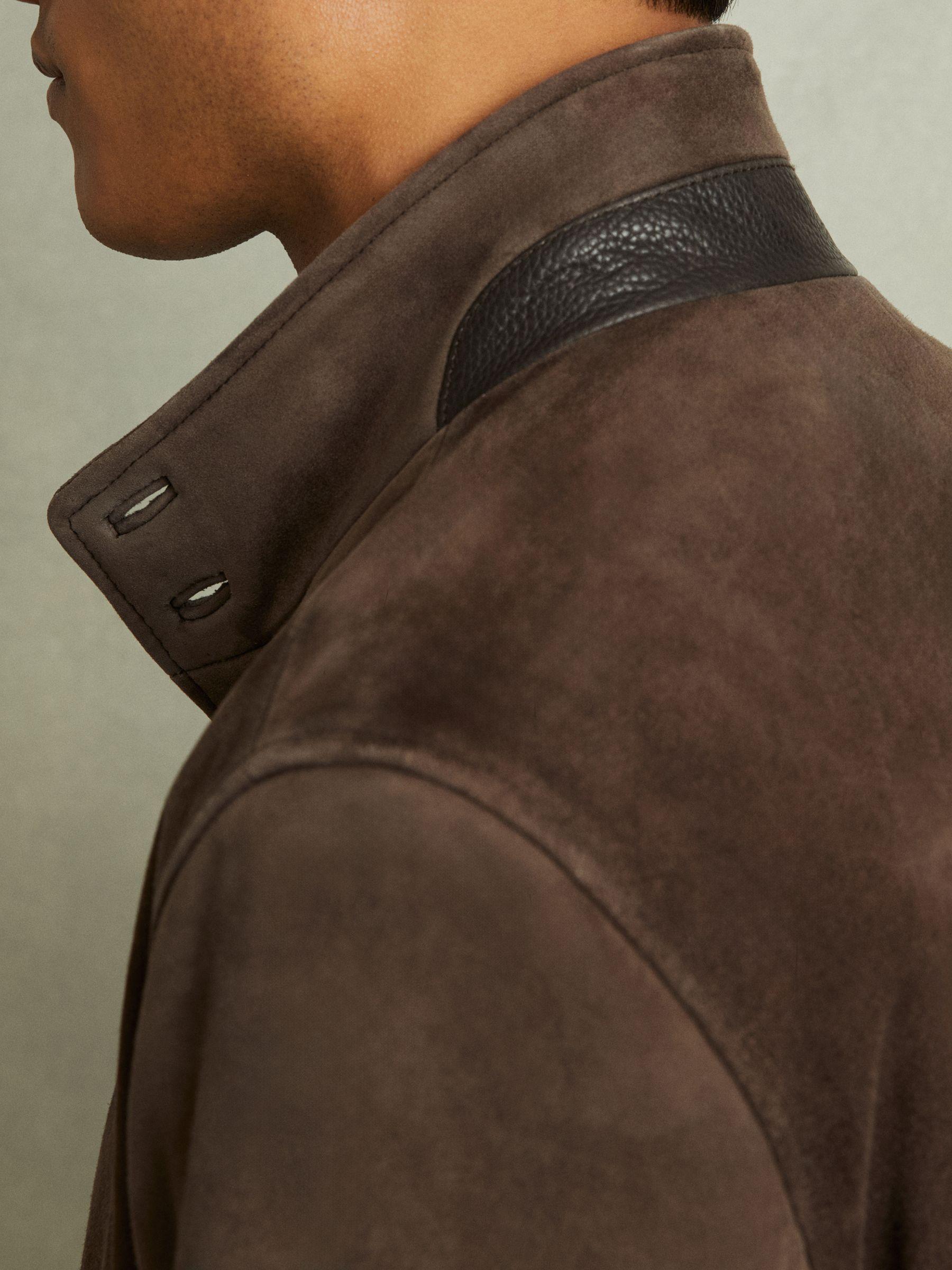Suede Harrington Jacket in Chocolate Brown Product Image