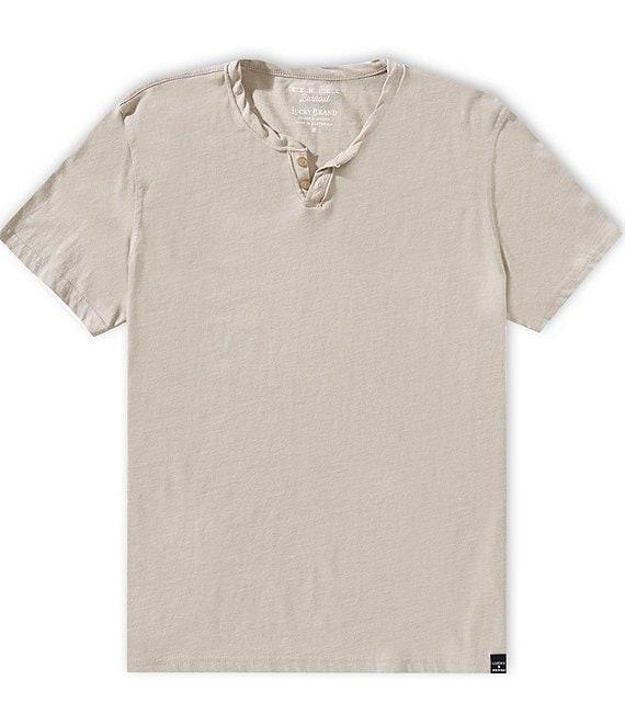 Lucky Brand Short Sleeve Venice Burnout Notch Neck Henley T-Shirt Product Image