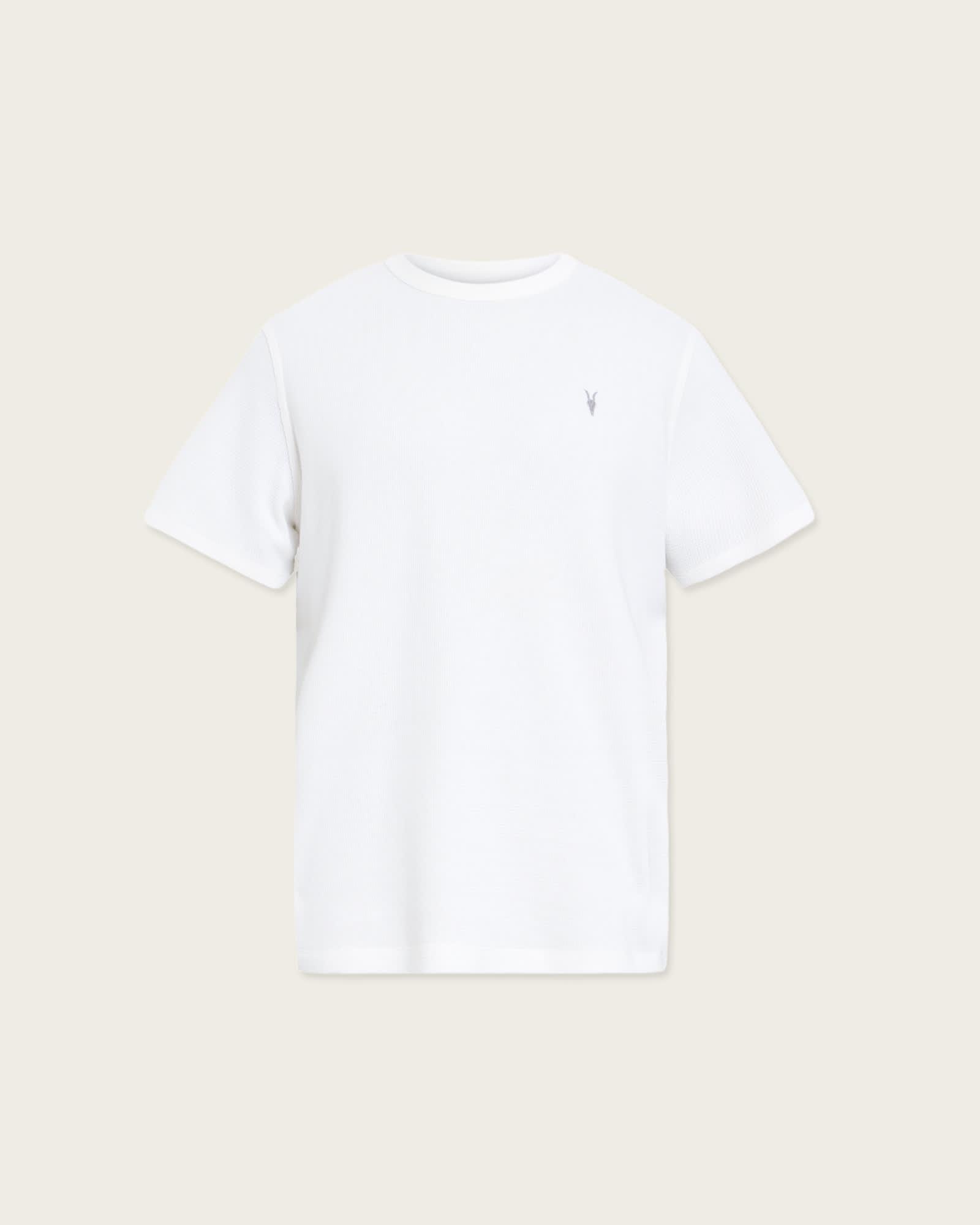 Ellis Waffle Texture Crew Neck Ramskull T-Shirt Chalk White | ALLSAINTS US Product Image