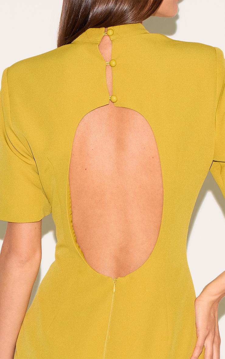 Olive Woven Cinched Backless Mini Dress Product Image