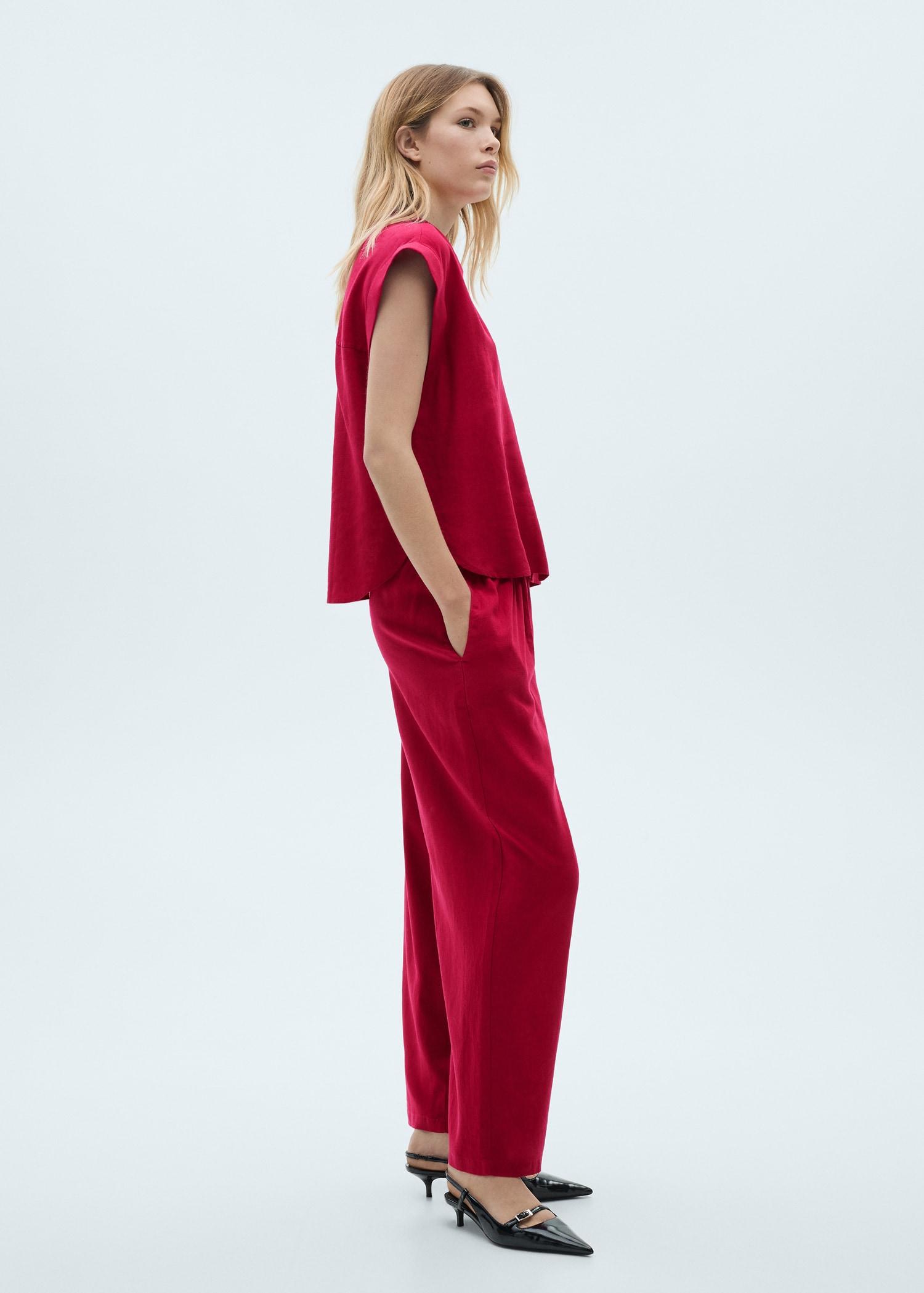 Flowing linen pants - Women | MANGO USA Product Image