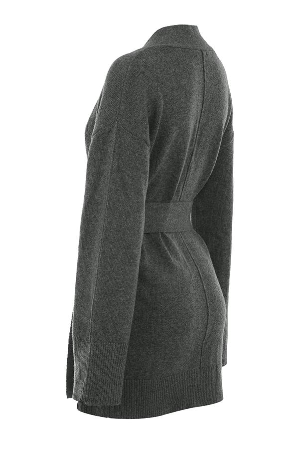 Alaia  charcoal cashmere blend belted cardigan - sale Product Image