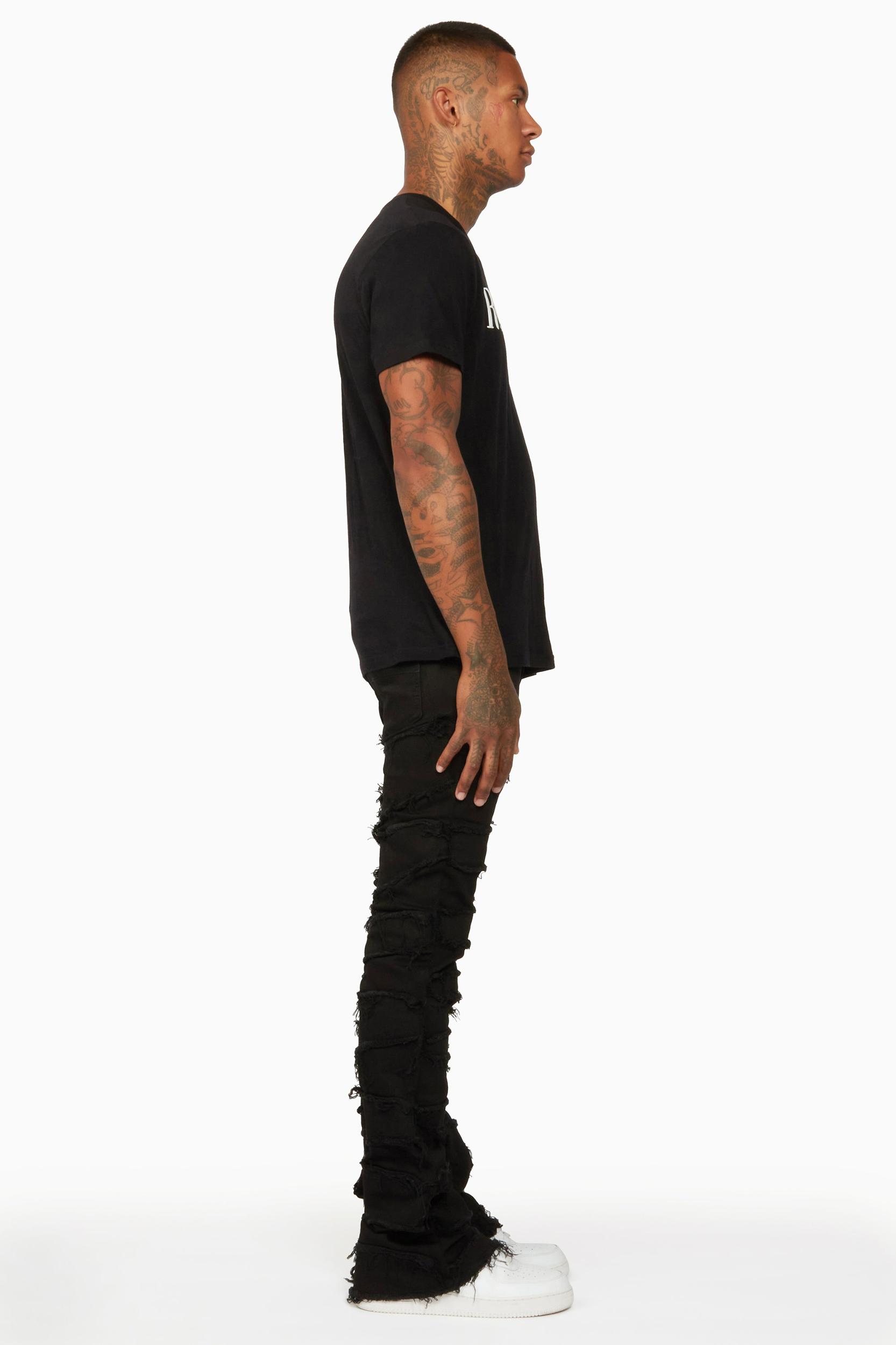 Shake Black Stacked Flare Jean Male Product Image