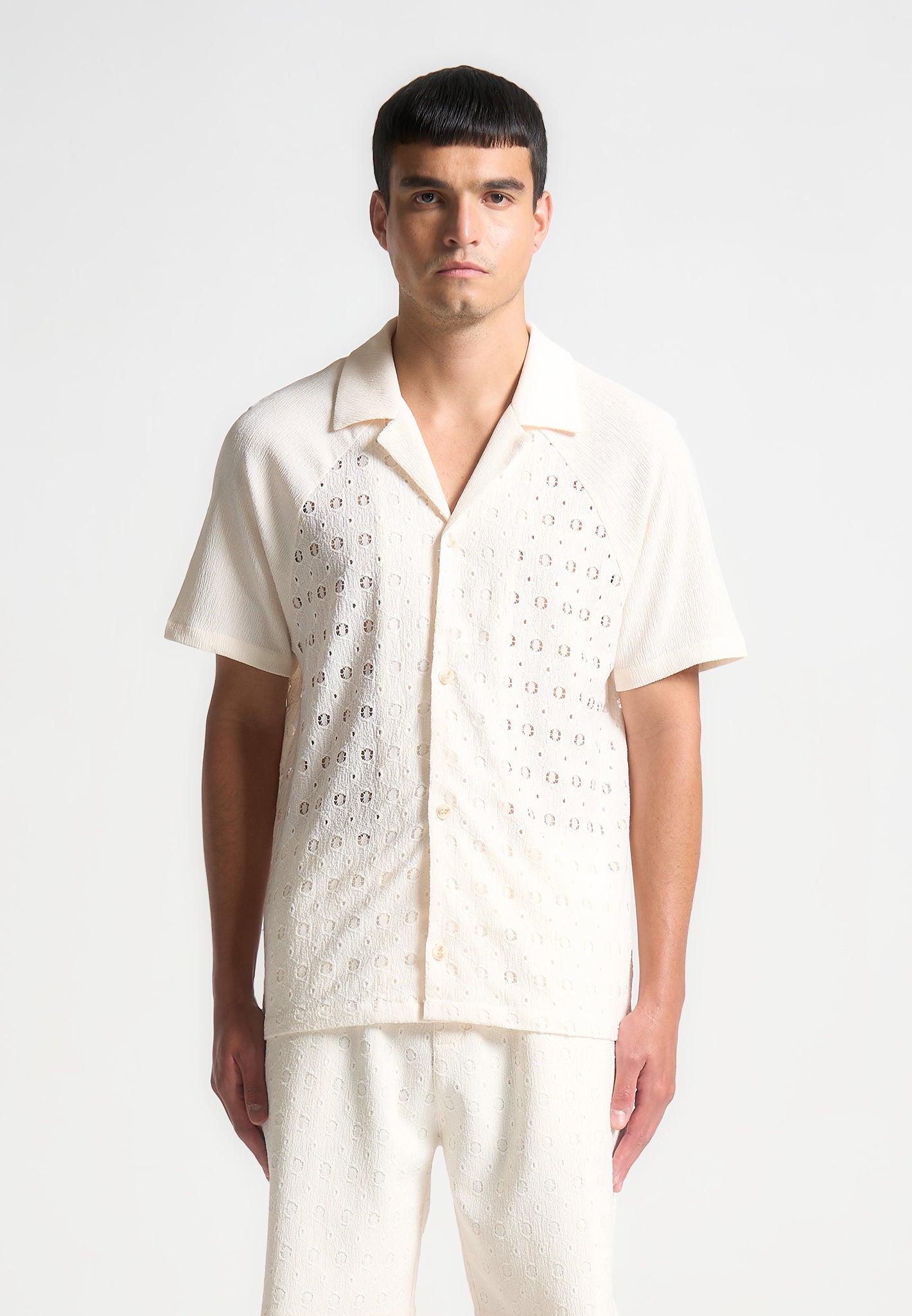 Textured Raglan Shirt - Cream Male Product Image