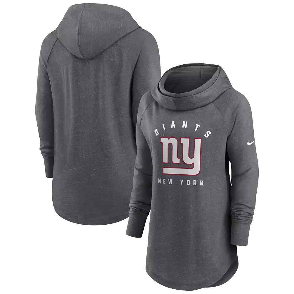 Women's Nike Heather Charcoal New York Giants Raglan Funnel Neck Pullover Hoodie, Size: Large Product Image