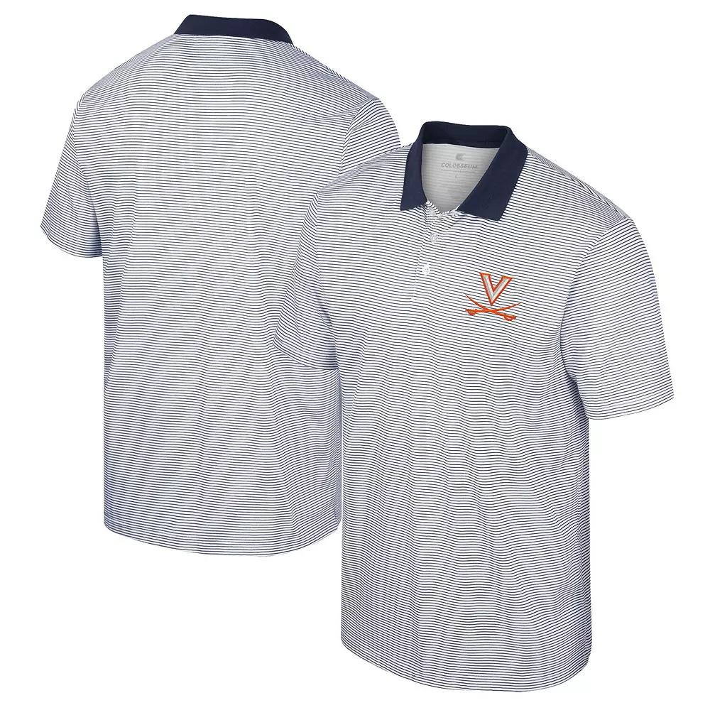 Men's Colosseum White/Navy Virginia Cavaliers Print Stripe Polo,  Product Image