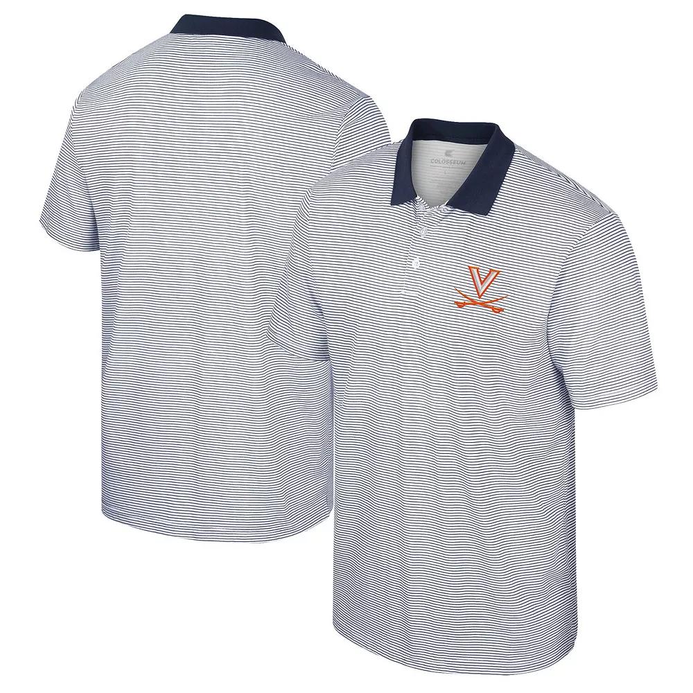 Men's Colosseum White/Navy Virginia Cavaliers Print Stripe Polo,  Product Image