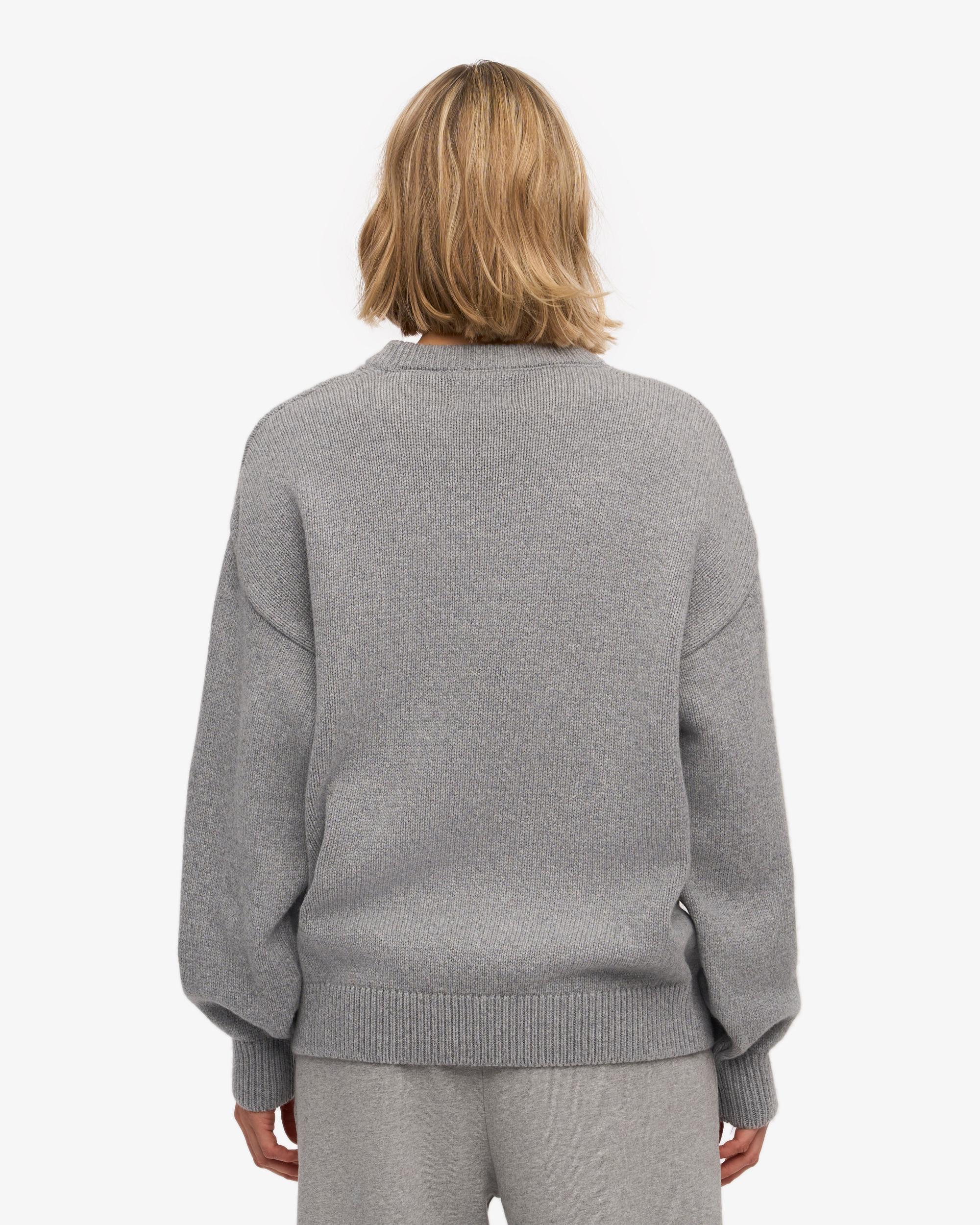 Oversized Merino Wool Crew - Heather Grey Product Image