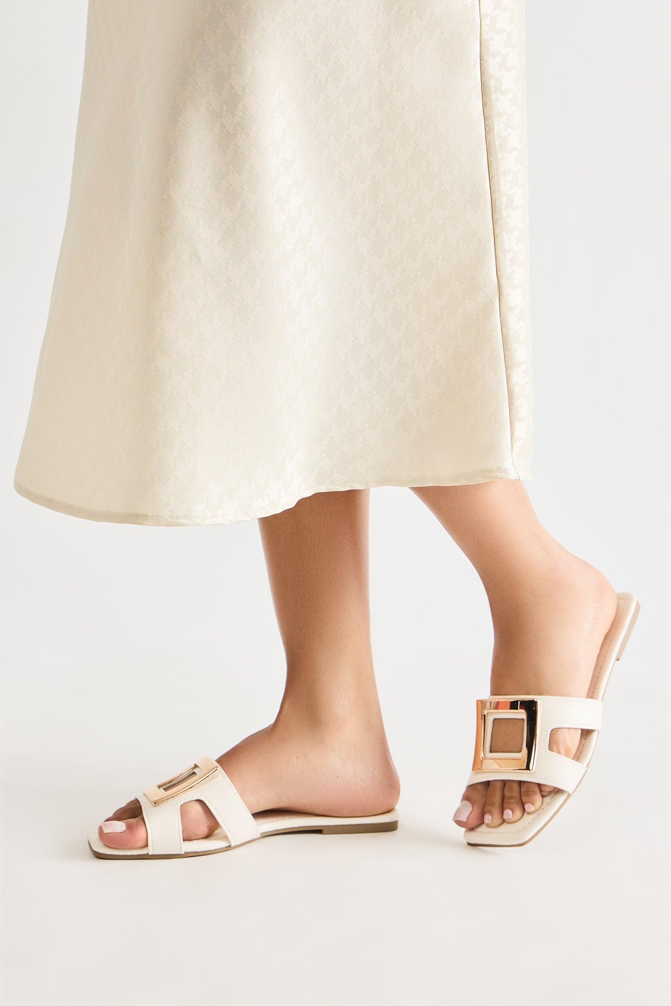 Echo Hardware Slip On Sandals - White Product Image