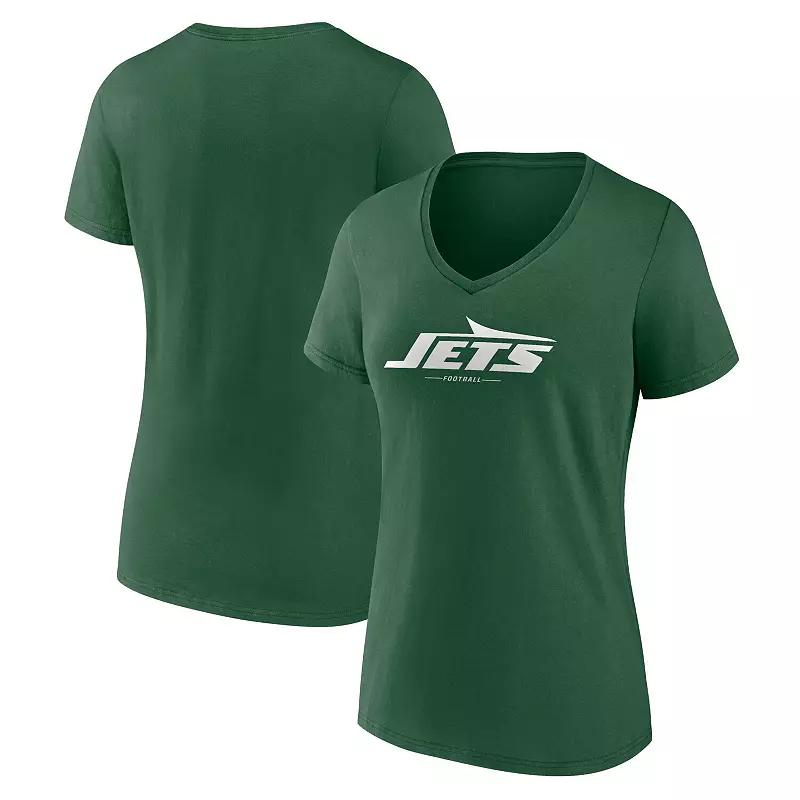 Women's Fanatics Green New York Jets Team Lock-Up V-Neck T-Shirt,  Product Image