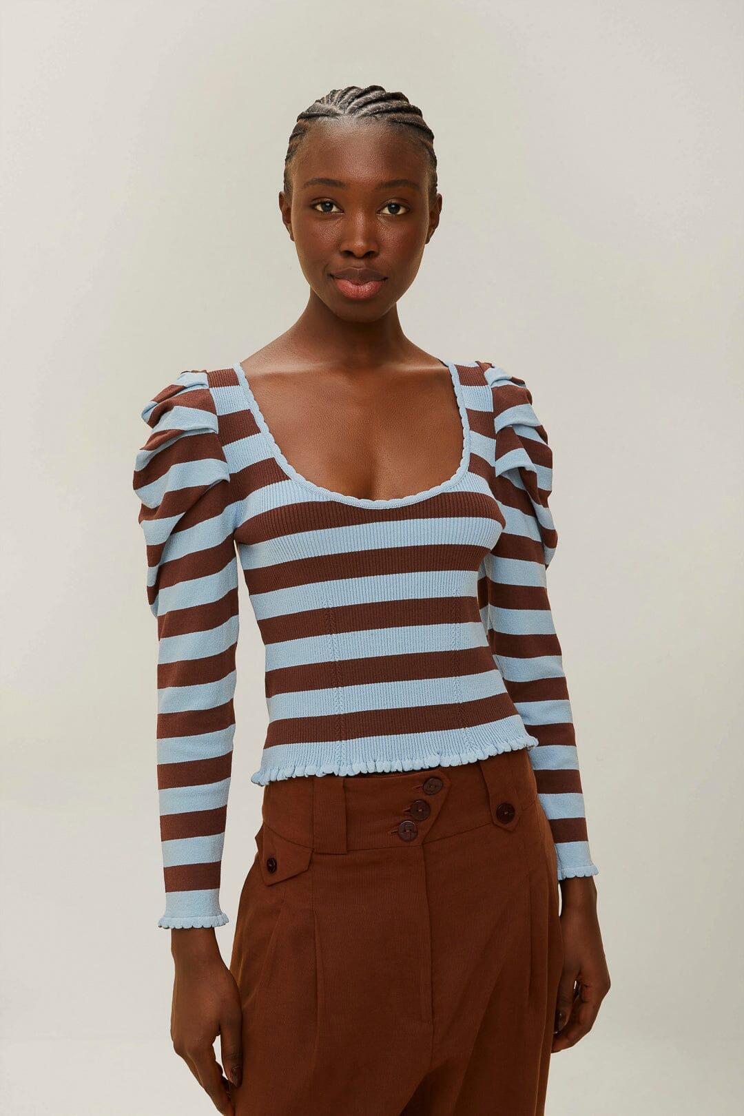 Striped Knit Blouse Product Image