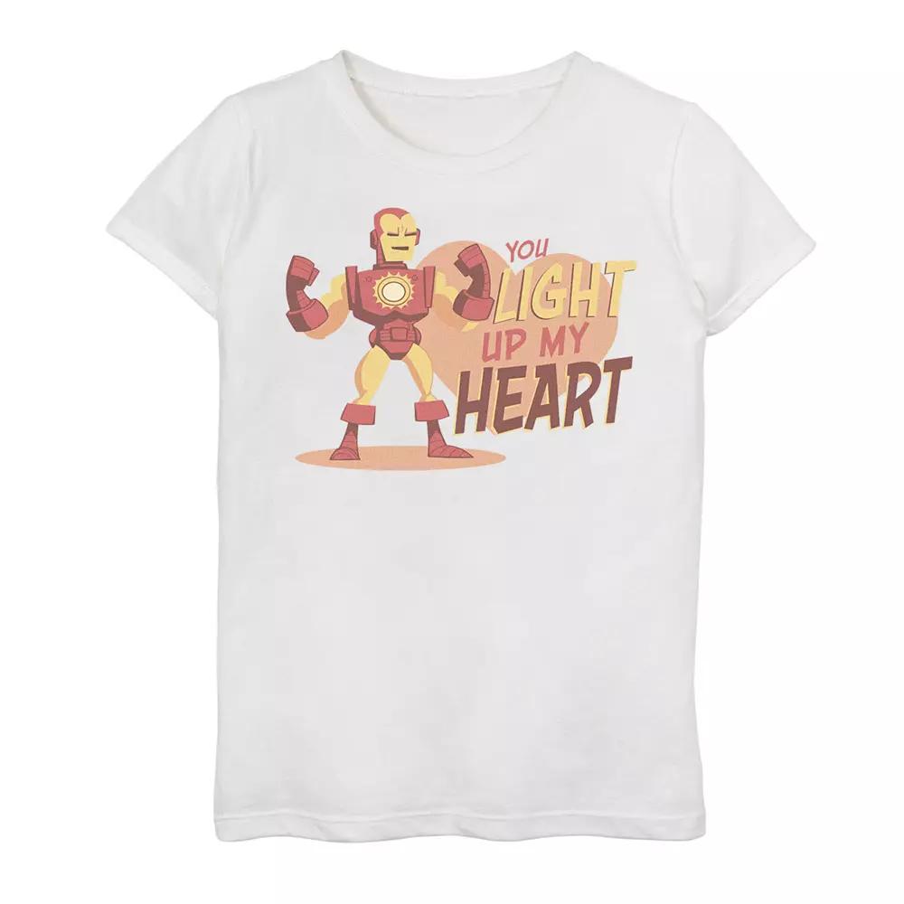 Girls 7-16 Marvel Iron Man You Light Up My Heart Text Graphic Tee, Girl's,  Product Image